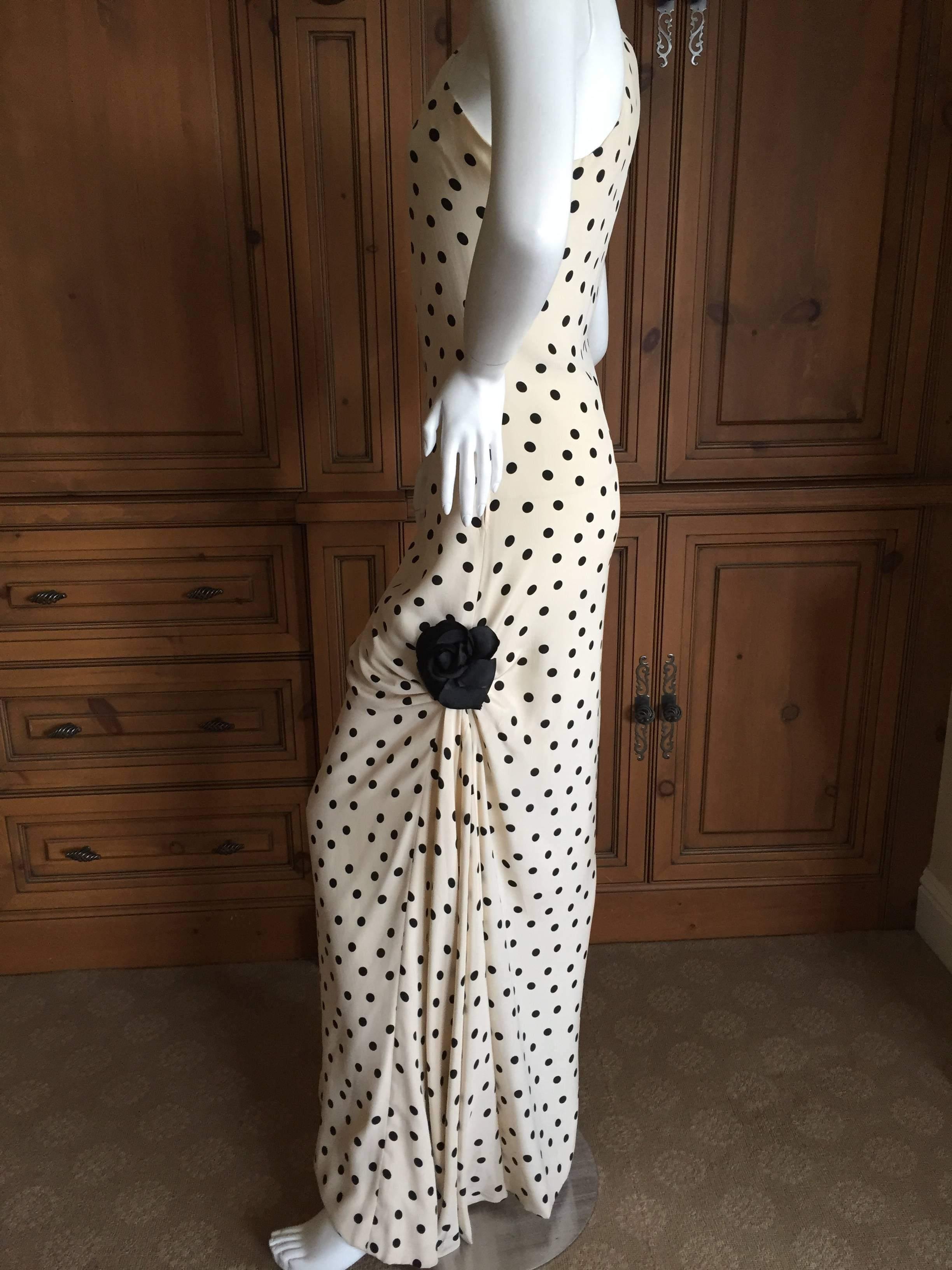 Women's Adolfo 1970's One Shoulder Silk Polka Dot Dress