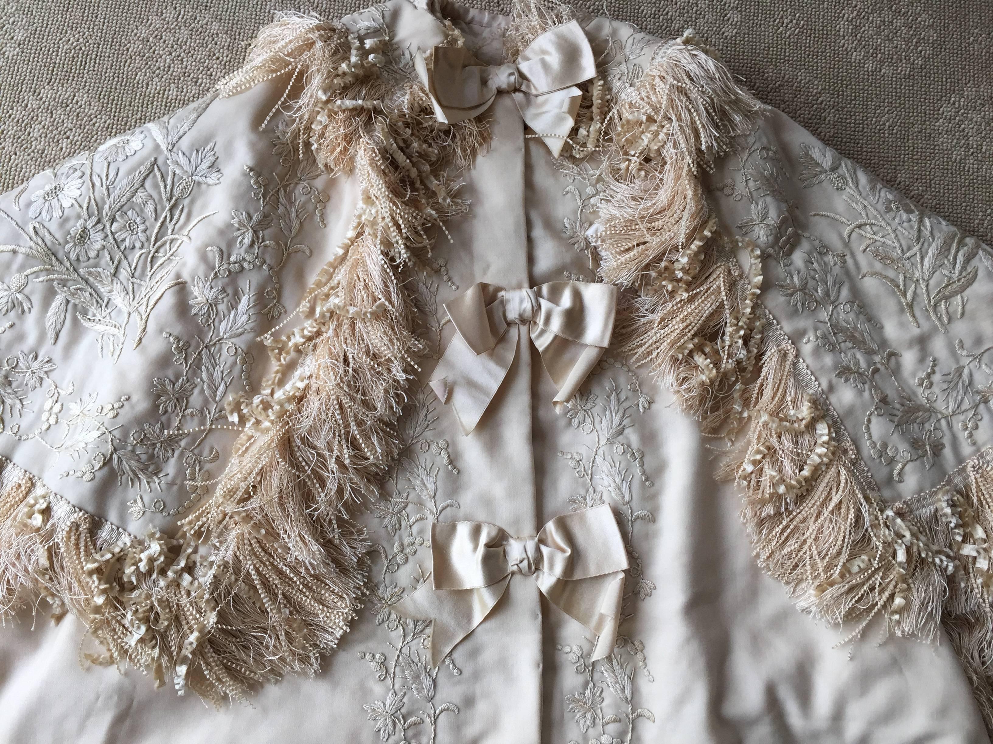 Remarkable christening robe with provenance.
This is such a beautiful piece, the embroidery and fancy trim in near pristine condition.
Quilted lining.
Measurements to follow.

From the de Guigné Estate. 
The de Guigné family has lived on the