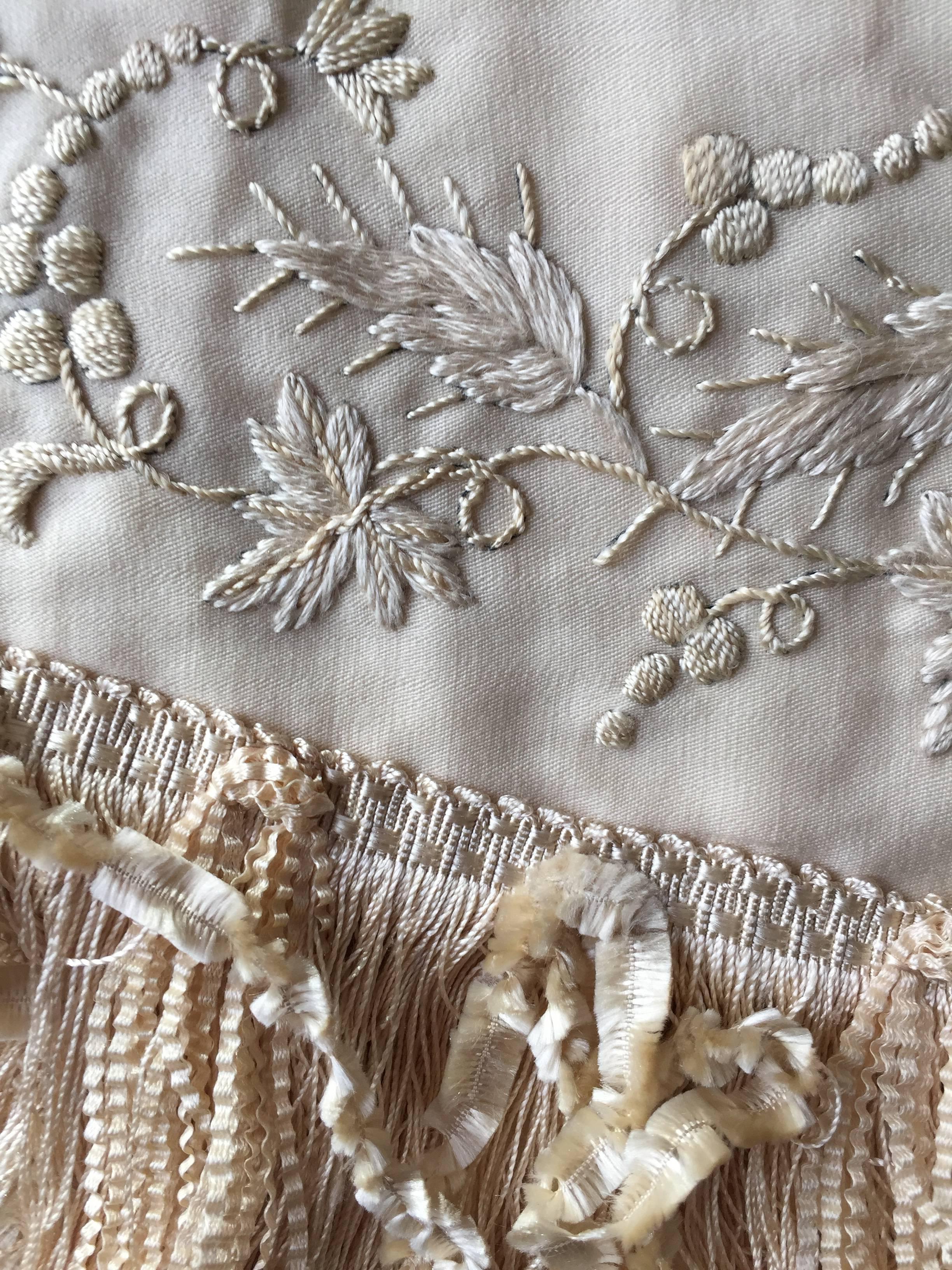 French Couture Embroidered Silk Christening Robe In Good Condition In Cloverdale, CA