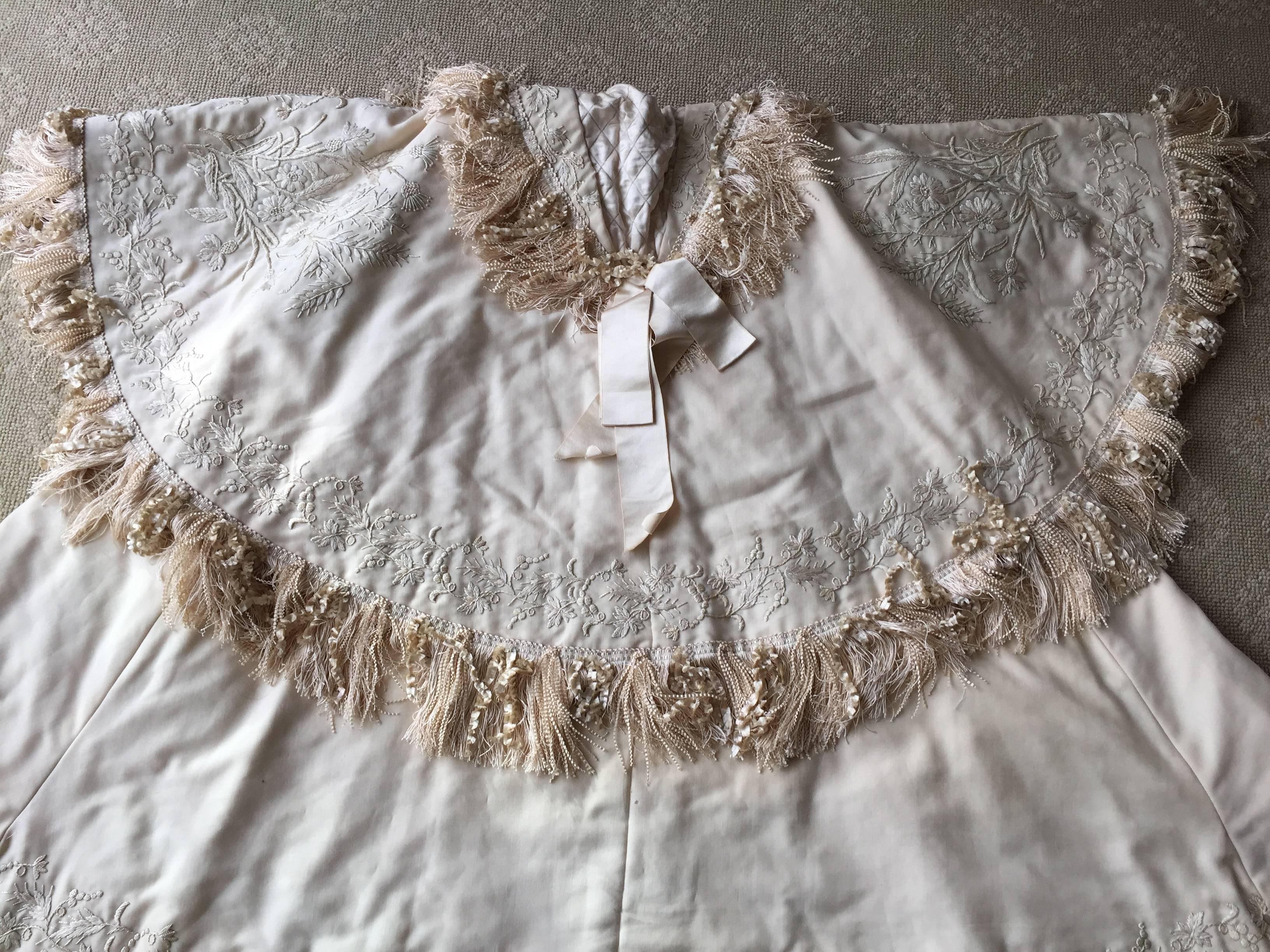 French Couture Embroidered Silk Christening Robe 3