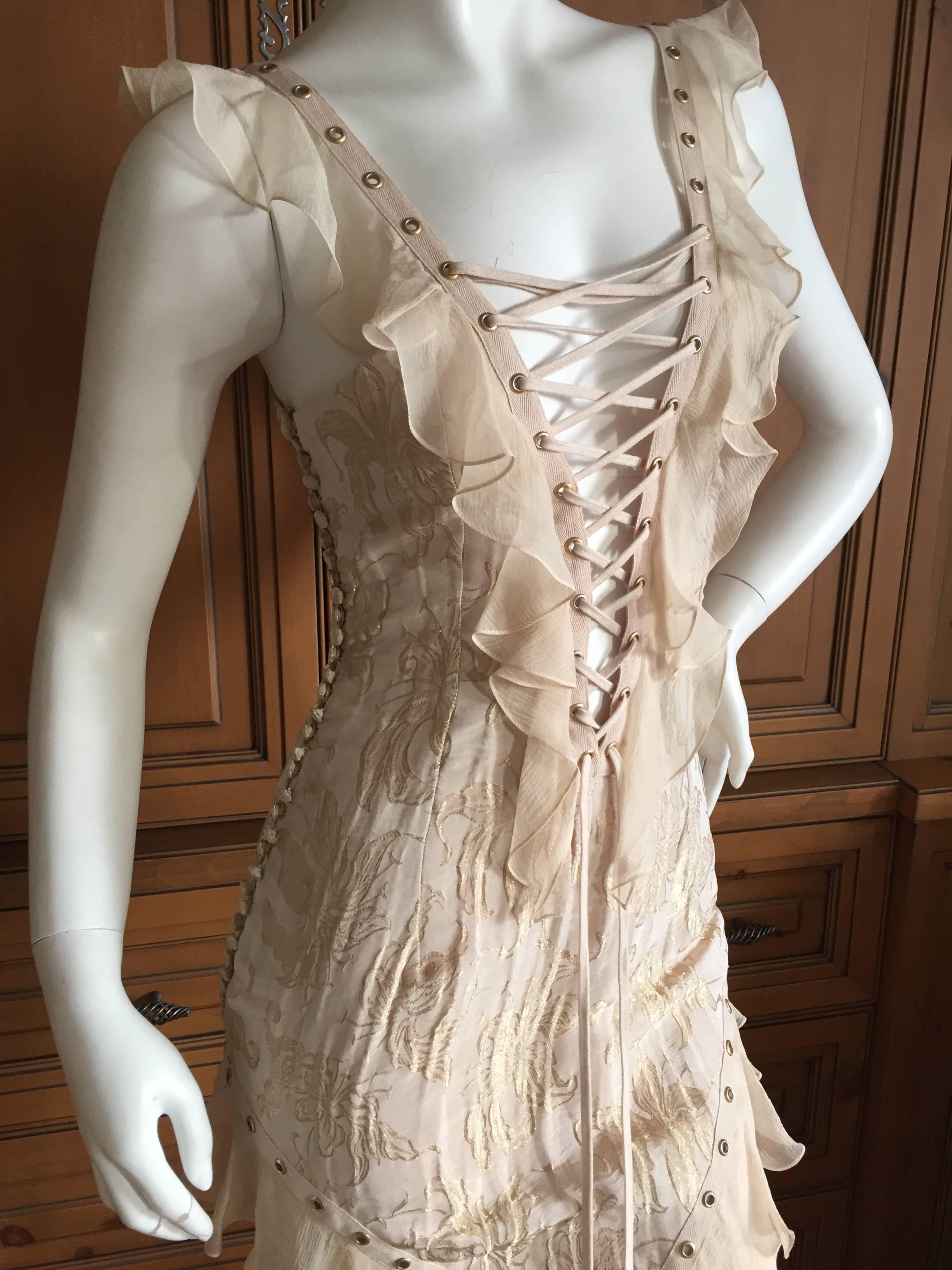 Christian Dior by John Galliano Romantic Gold Silk Corset Lace Dress  In New Condition In Cloverdale, CA