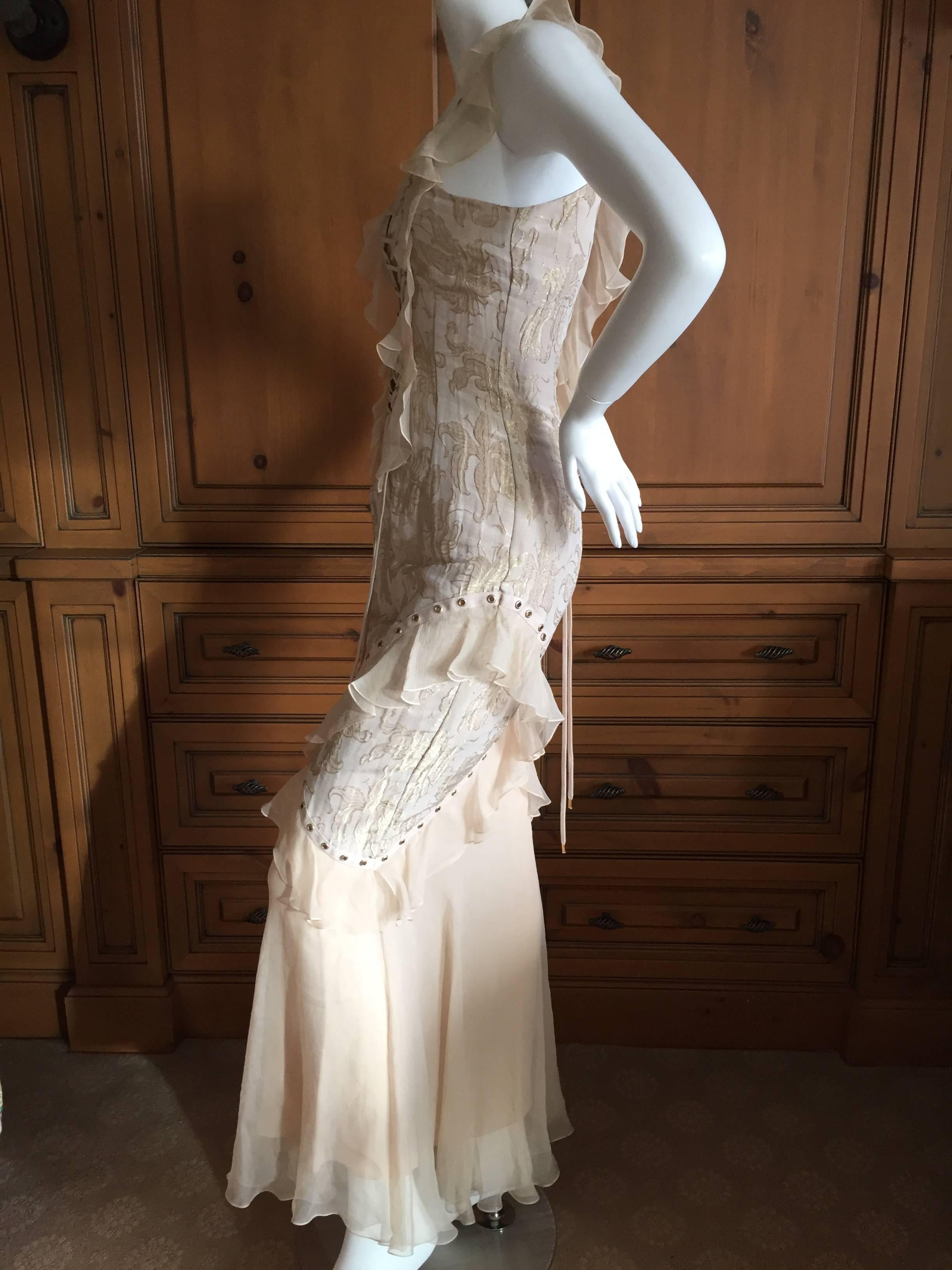 Christian Dior by John Galliano Romantic Gold Silk Corset Lace Dress  1