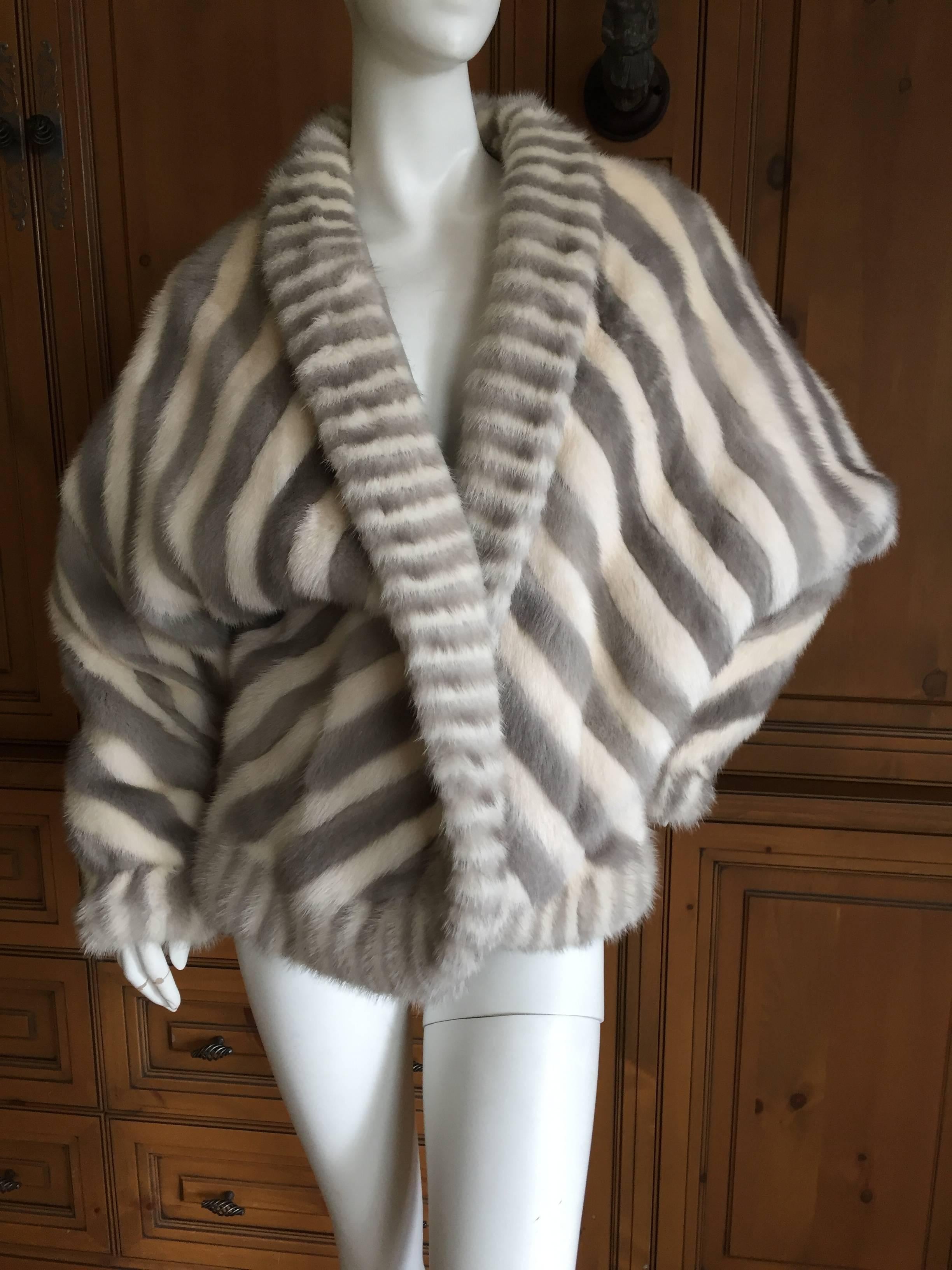 Dramatic Mink Stripe Cocoon Reversible Fur Jacket 2