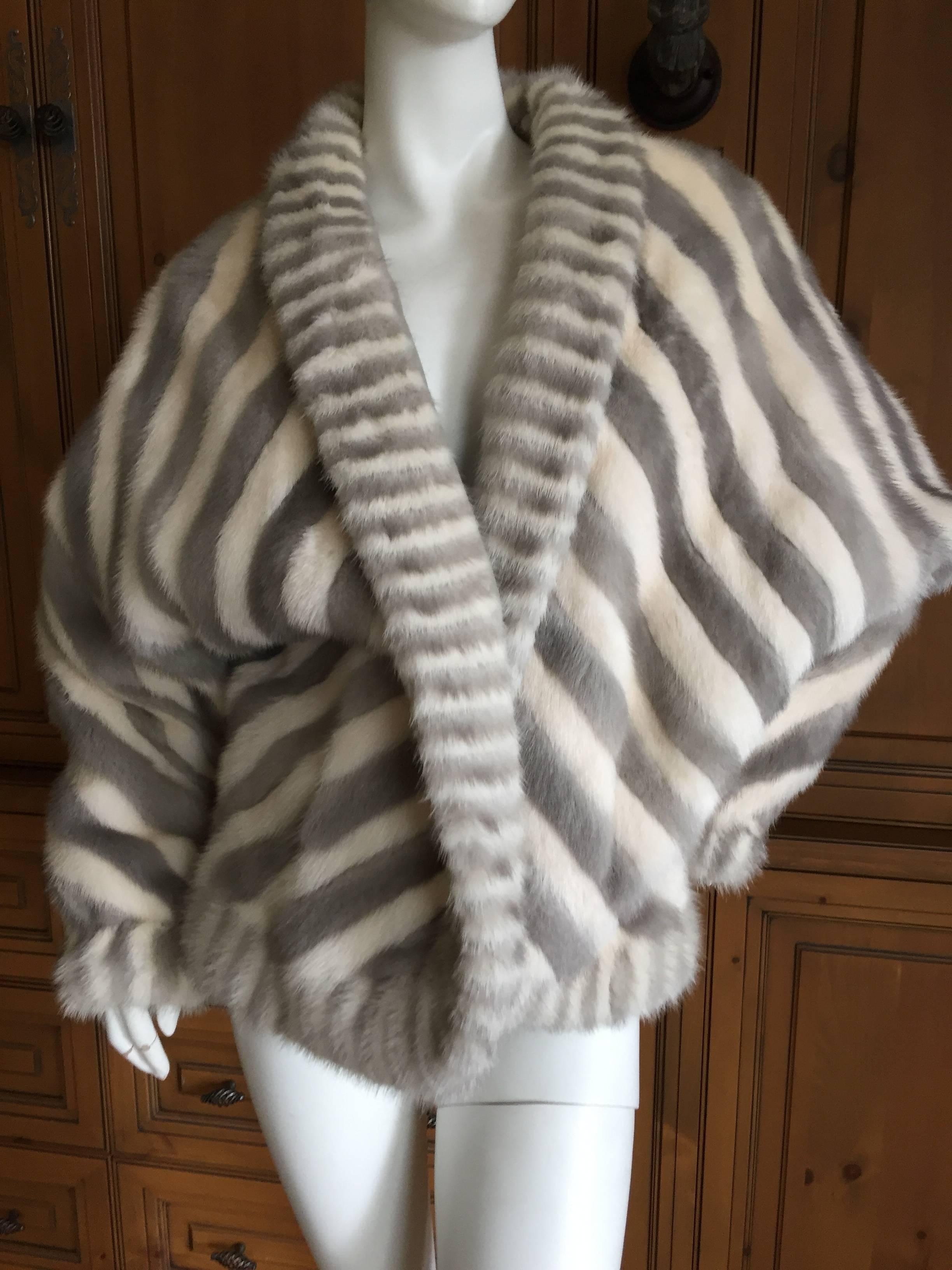 Dramatic Mink Stripe Cocoon Reversible Fur Jacket 6