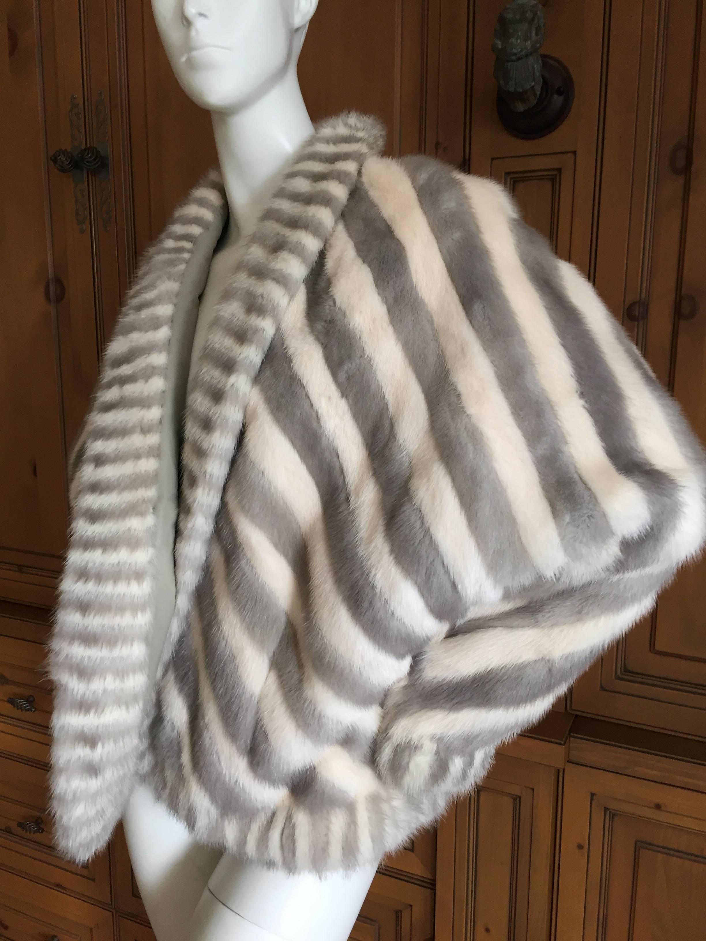Dramatic Mink Stripe Cocoon Reversible Fur Jacket 1