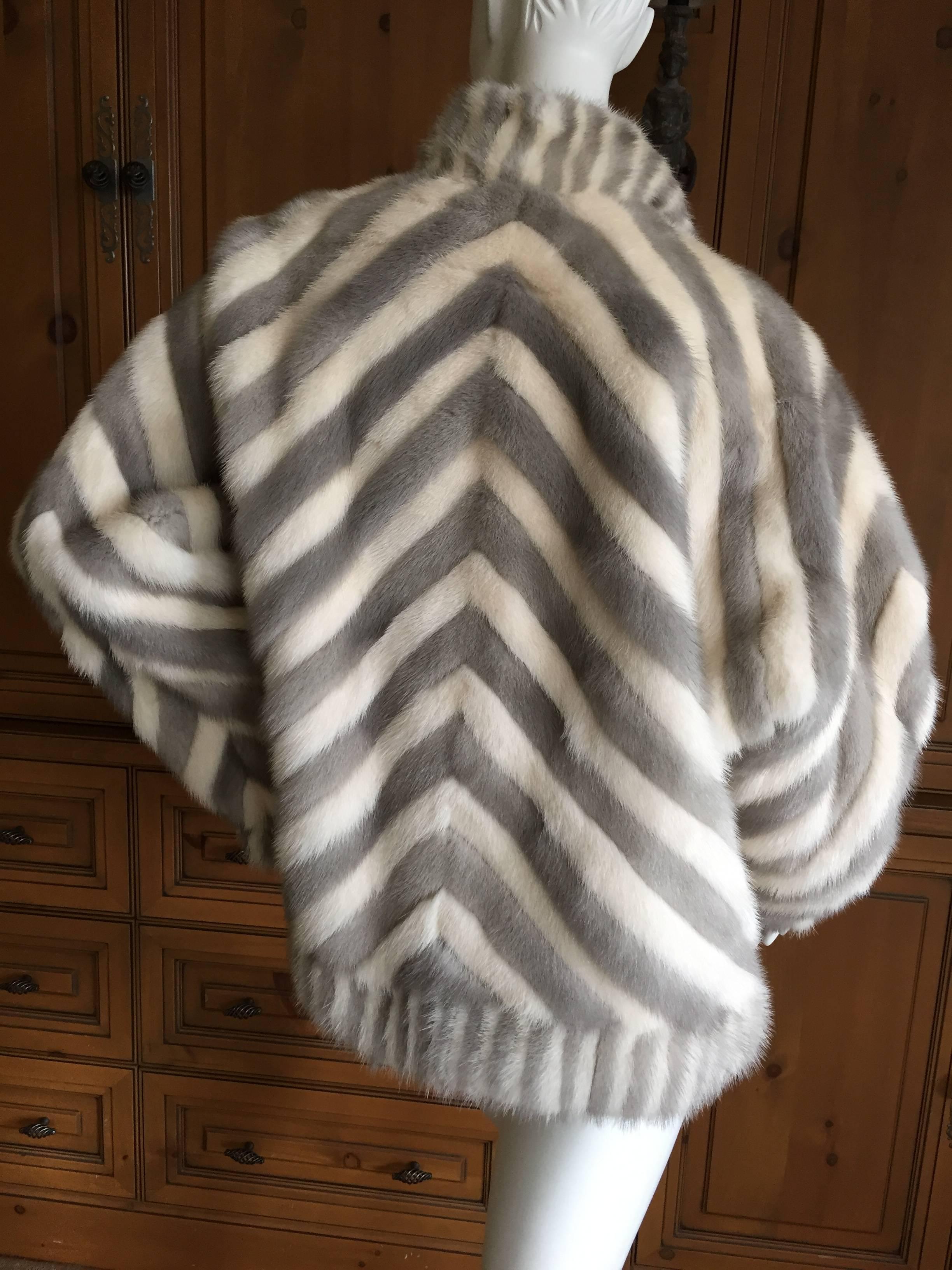 Women's or Men's Dramatic Mink Stripe Cocoon Reversible Fur Jacket