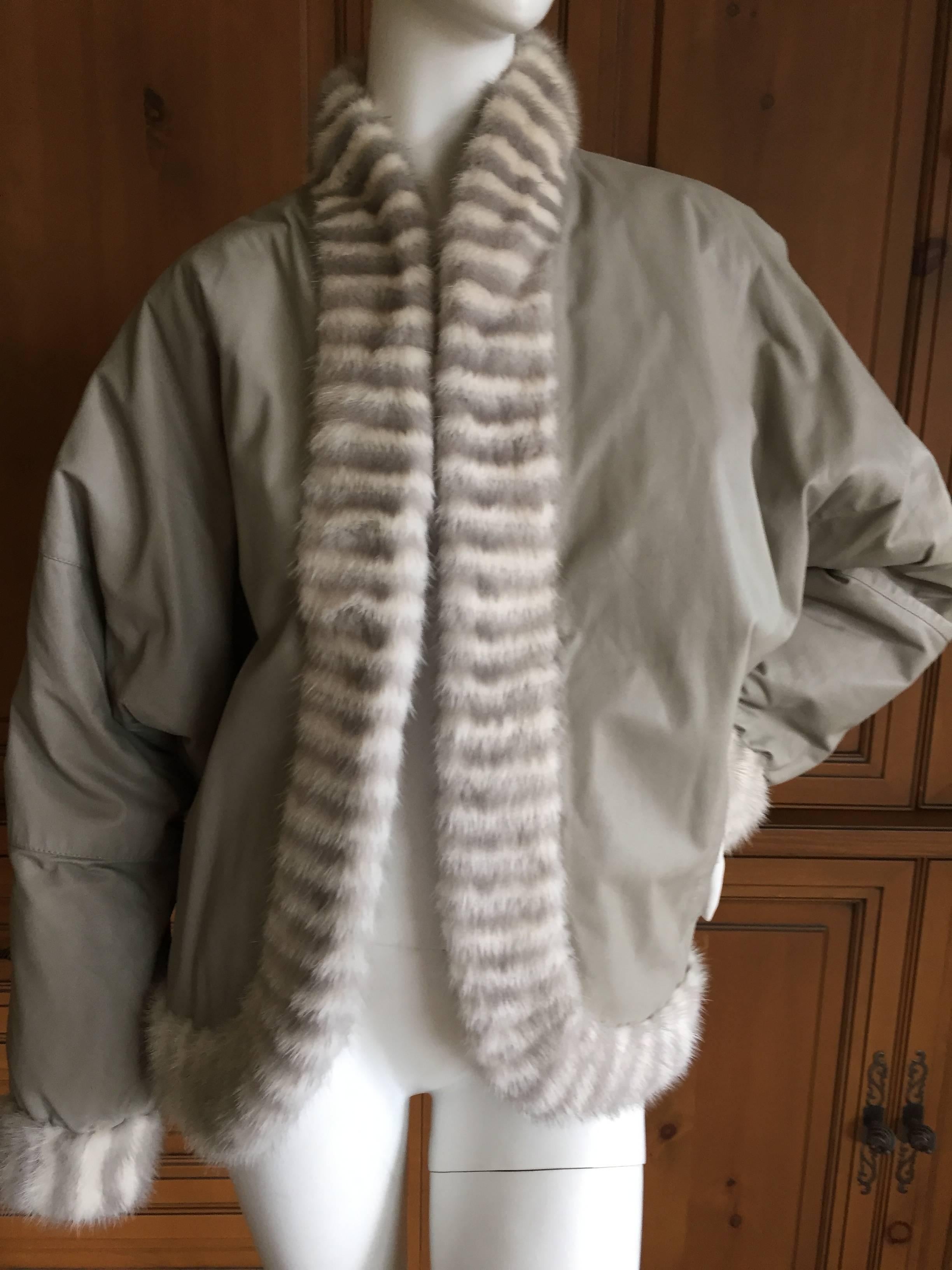Dramatic Mink Stripe Cocoon Reversible Fur Jacket 4
