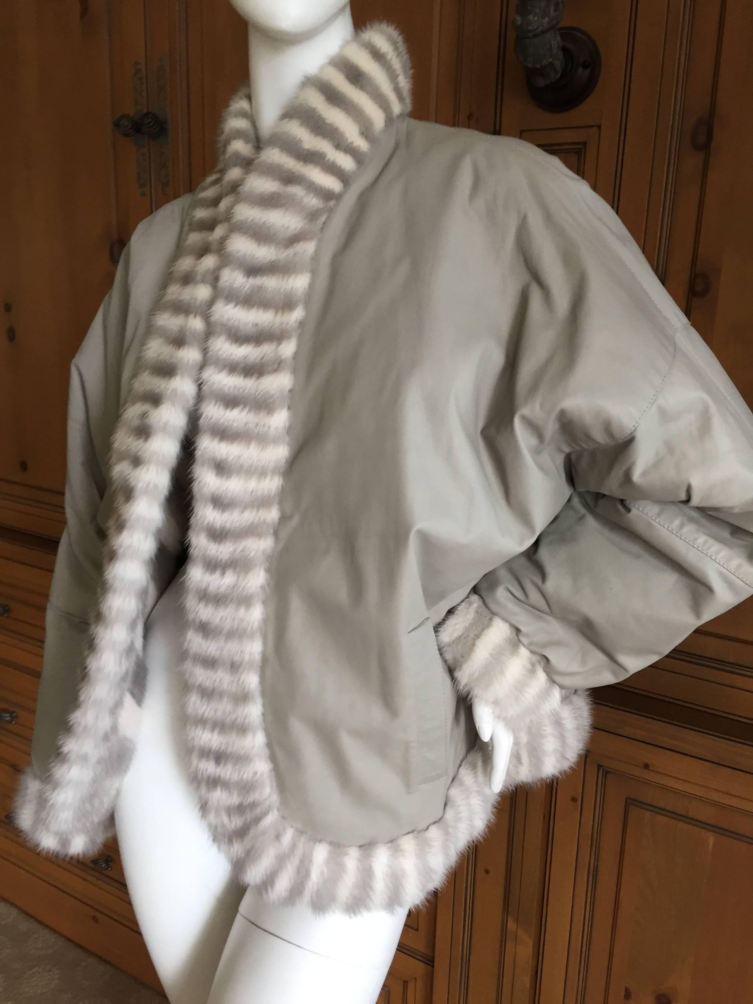Dramatic Mink Stripe Cocoon Reversible Fur Jacket 3