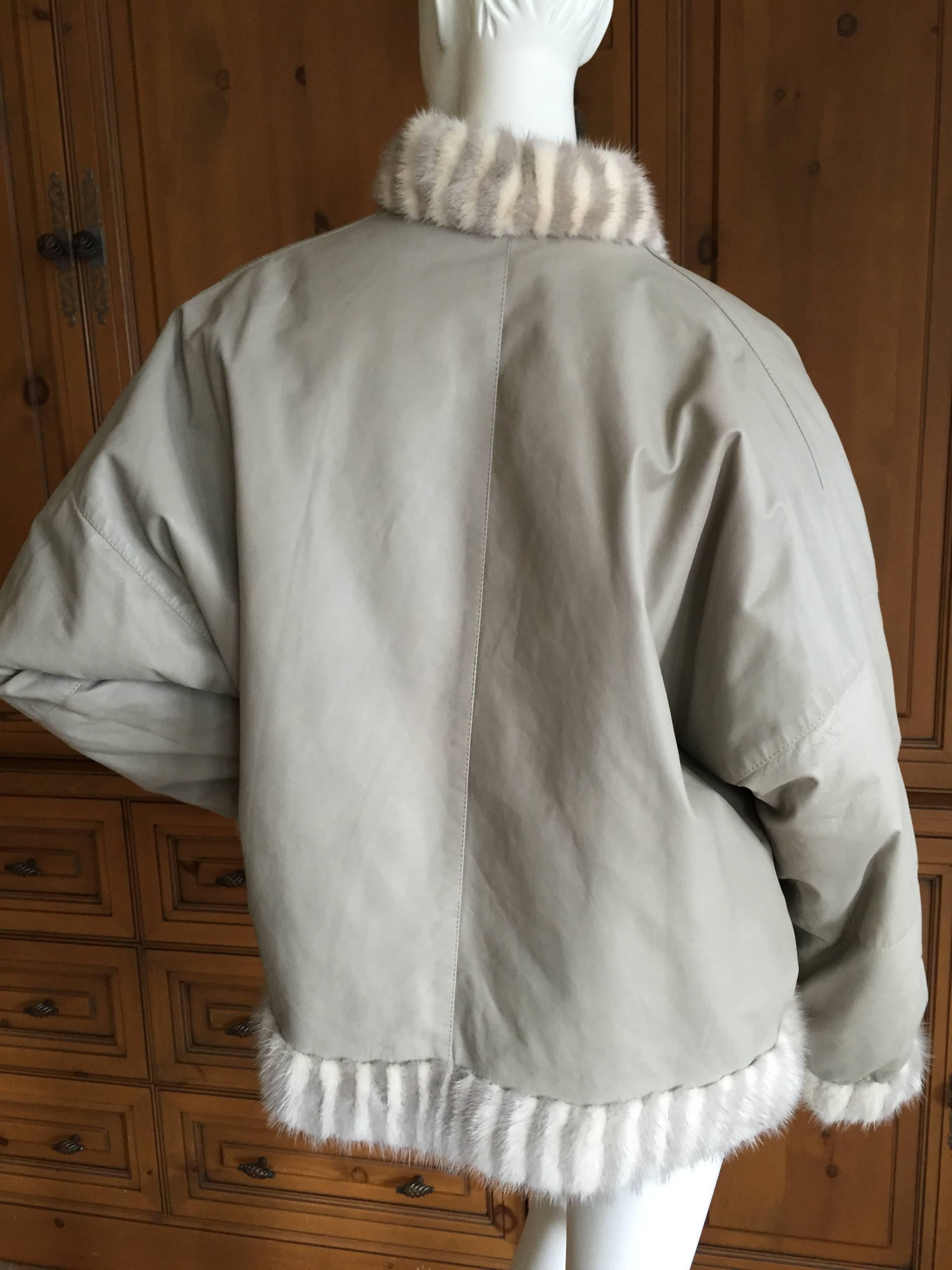 Dramatic Mink Stripe Cocoon Reversible Fur Jacket 5