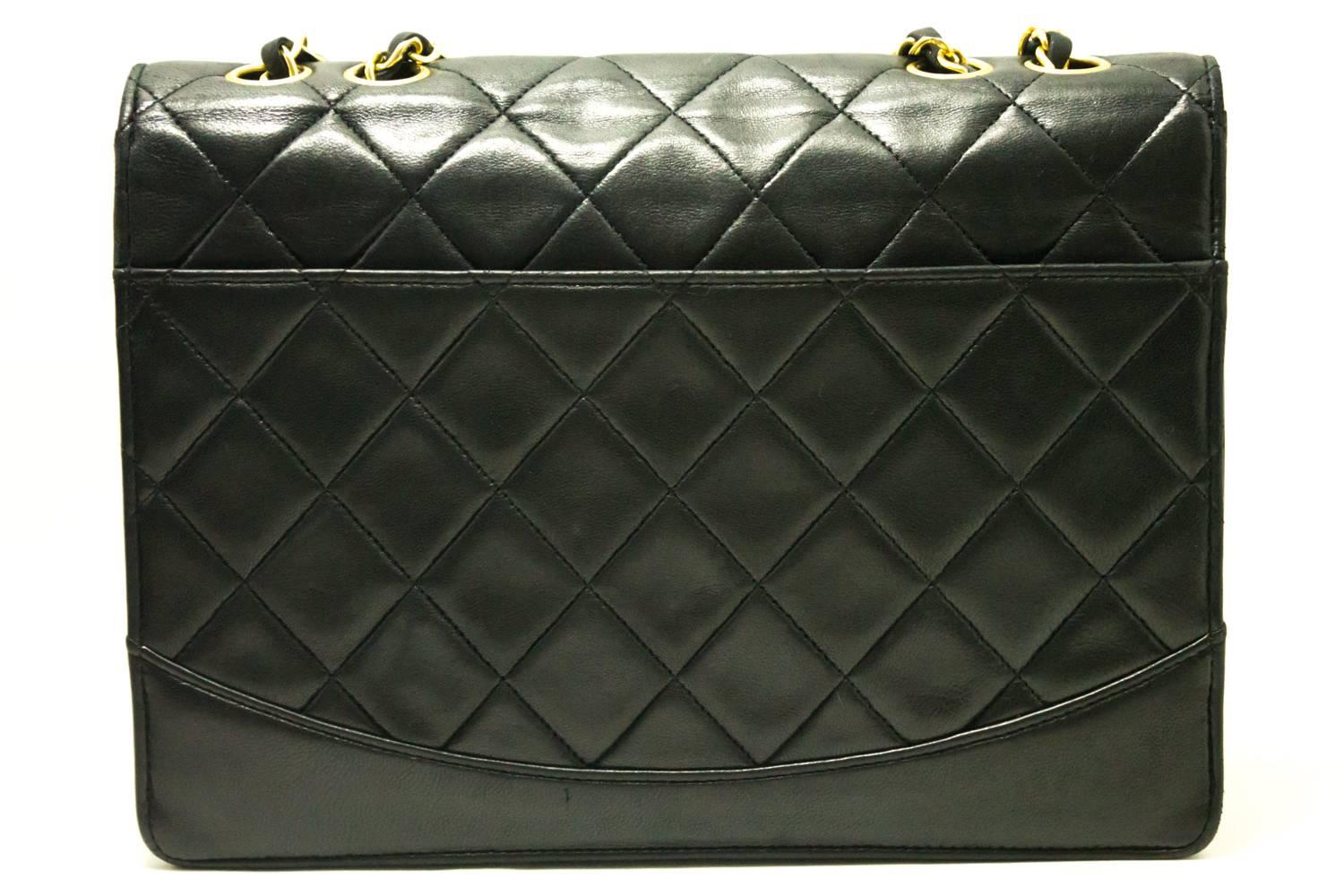 Authentic CHANEL Chain Shoulder Bag Leather Black Single Flap Quilted Lamb 919 6