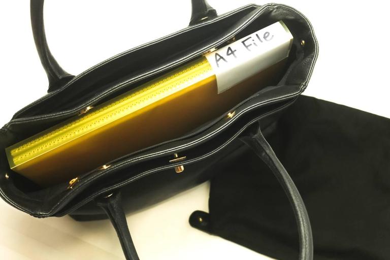 Authentic CHANEL Executive Tote Shoulder Bag Black Soft Caviar Leather