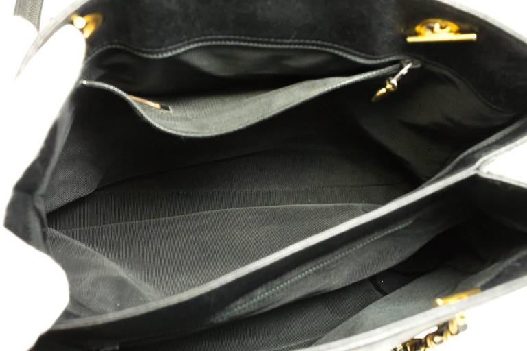CHANEL Caviar Large Chain Shoulder Bag Black Leather Gold Hardware at ...