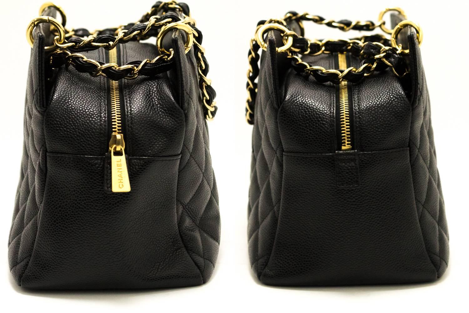 CHANEL Caviar Small Shopping Tote Bag Chain Shoulder Black Quilted  In Excellent Condition In Takamatsu-shi, JP