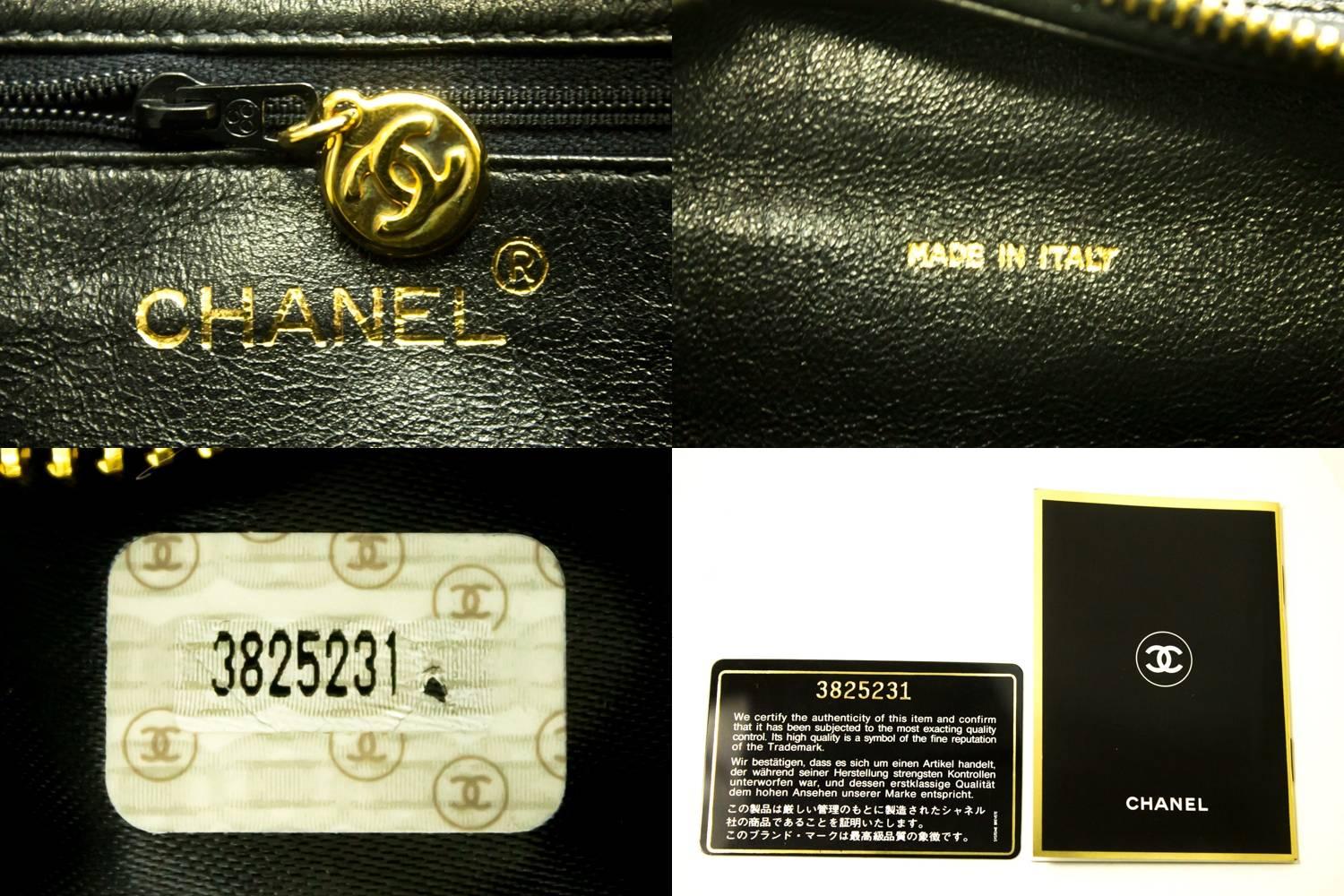 CHANEL Double Chain Shoulder Bag Black Quilted Lambskin Leather  1