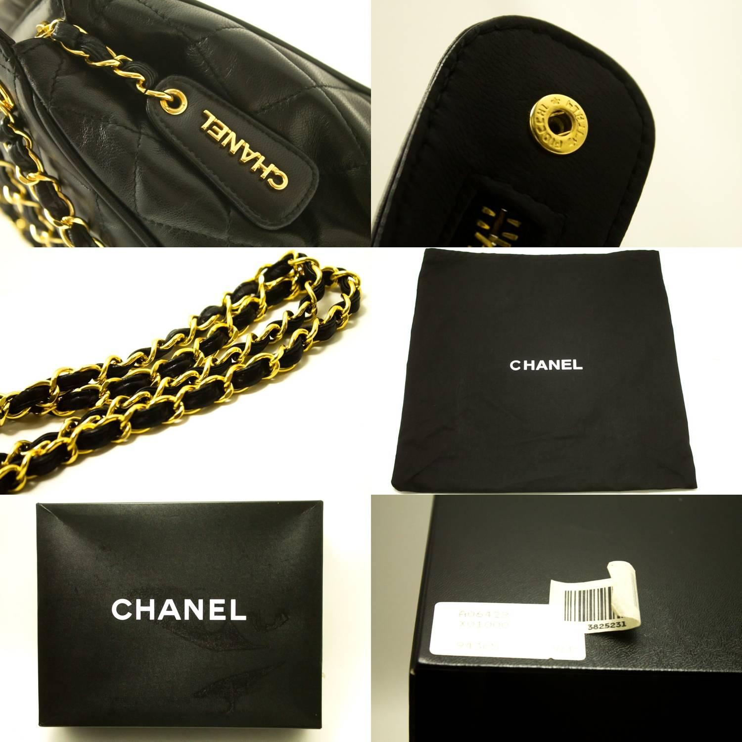 CHANEL Double Chain Shoulder Bag Black Quilted Lambskin Leather  3