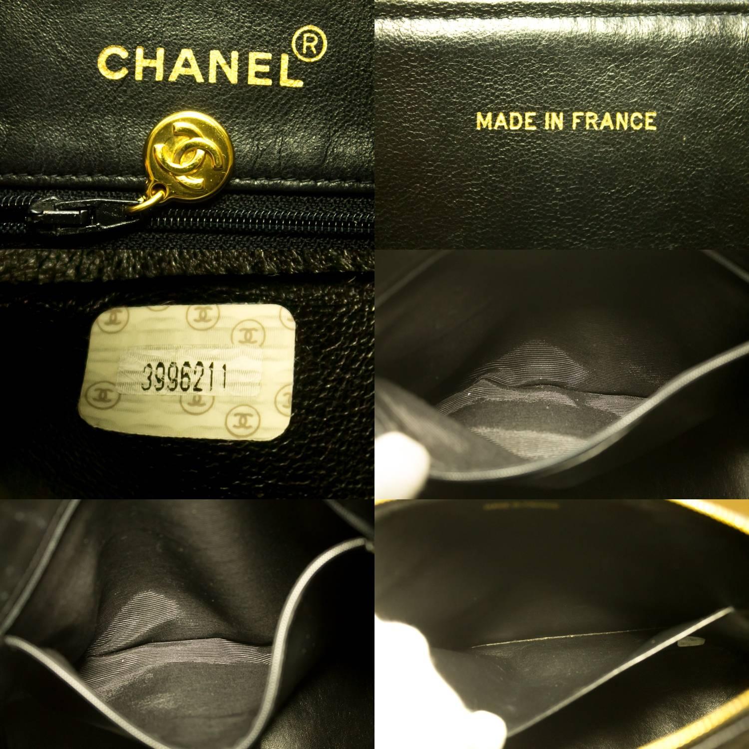 CHANEL Caviar Double Chain Shoulder Bag Black Quilted Zippered  6
