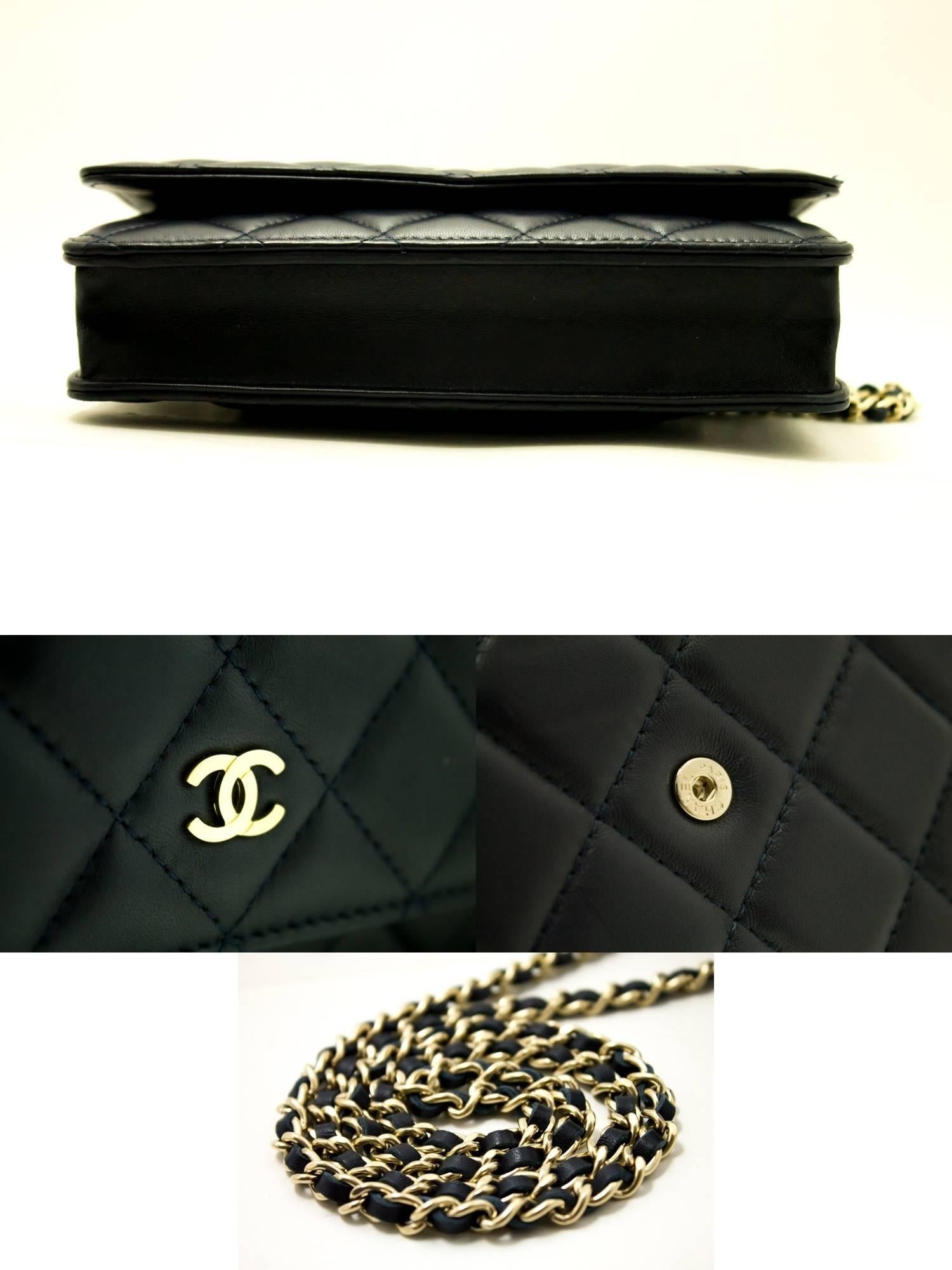 CHANEL 2015 Wallet on Chain WOC Shoulder Bag Crossbody Dark Navy  In Fair Condition In Takamatsu-shi, JP