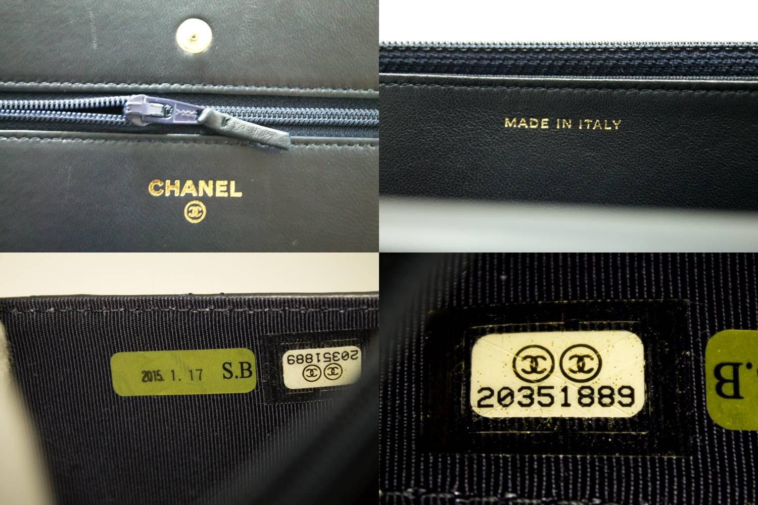 CHANEL 2015 Wallet on Chain WOC Shoulder Bag Crossbody Dark Navy  1