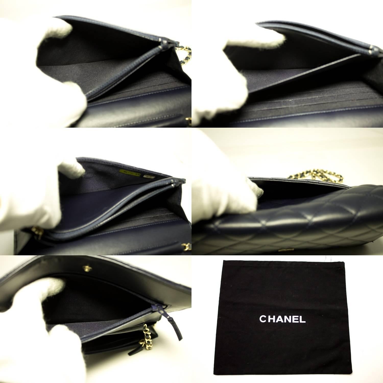 CHANEL 2015 Wallet on Chain WOC Shoulder Bag Crossbody Dark Navy  2