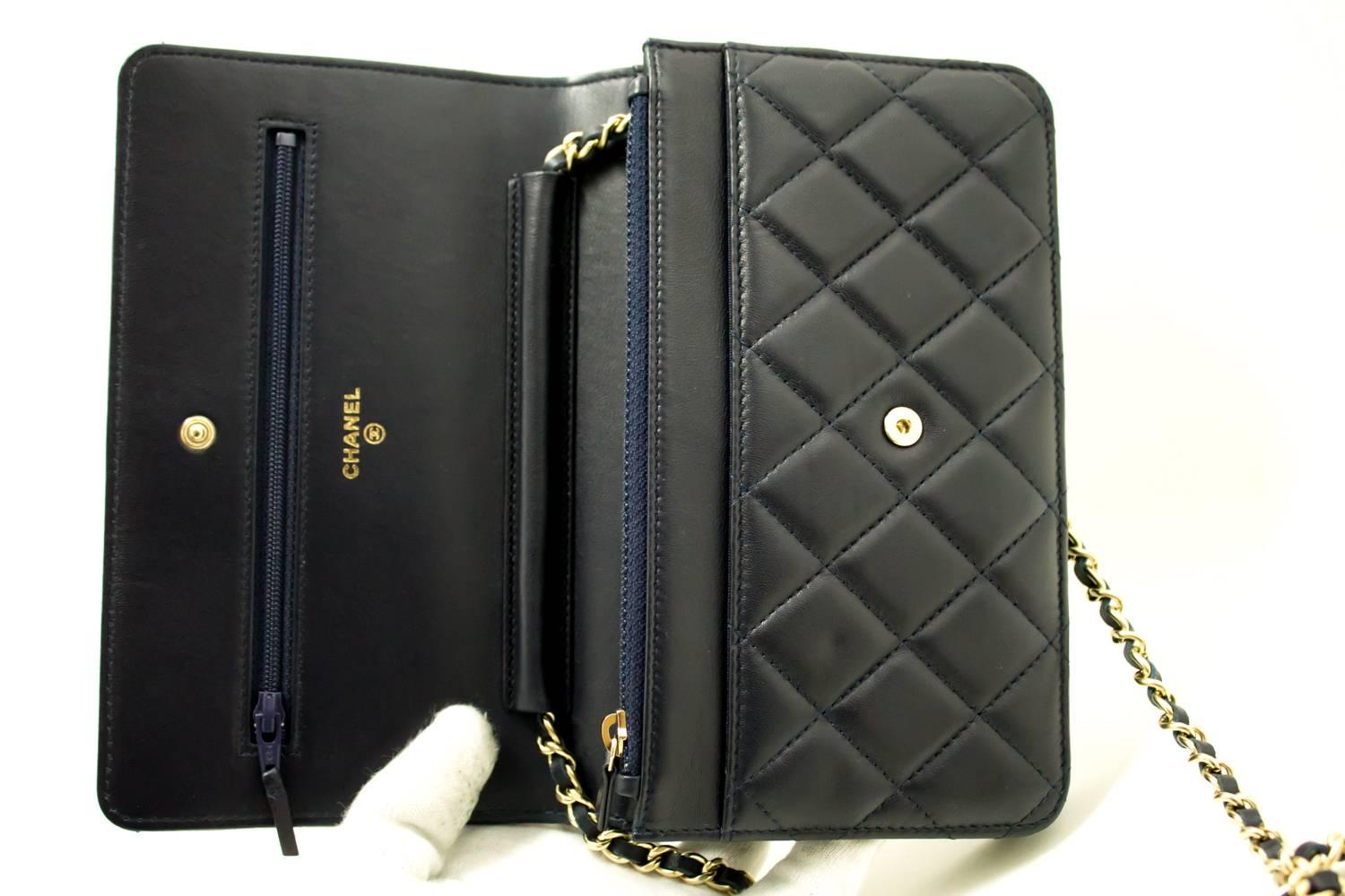 CHANEL 2015 Wallet on Chain WOC Shoulder Bag Crossbody Dark Navy  4