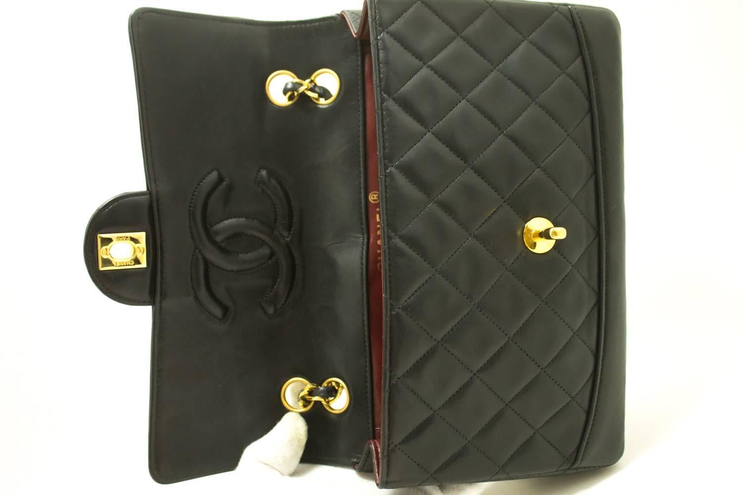 CHANEL Single Flap Chain Shoulder Bag Black Quilted Lambskin  3