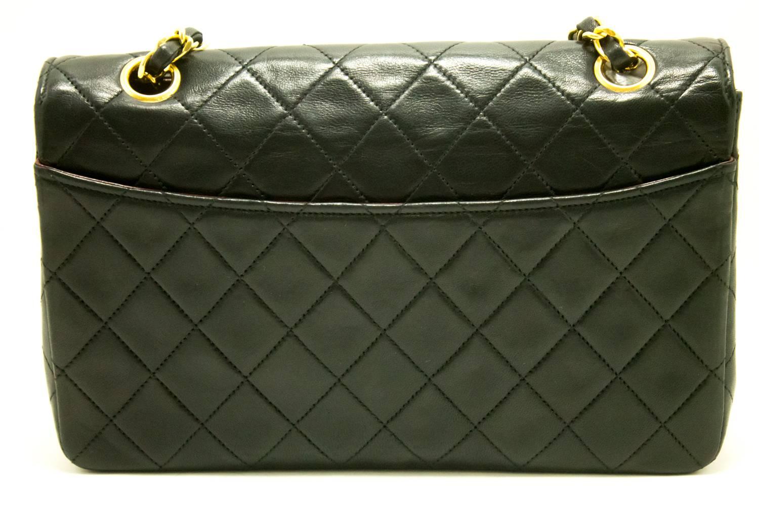 CHANEL Single Flap Chain Shoulder Bag Black Quilted Lambskin  6