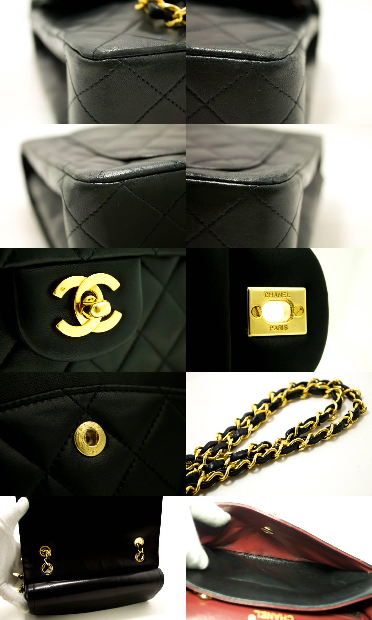 CHANEL Double Flap Chain Shoulder Bag Black Quilted Lambskin  1