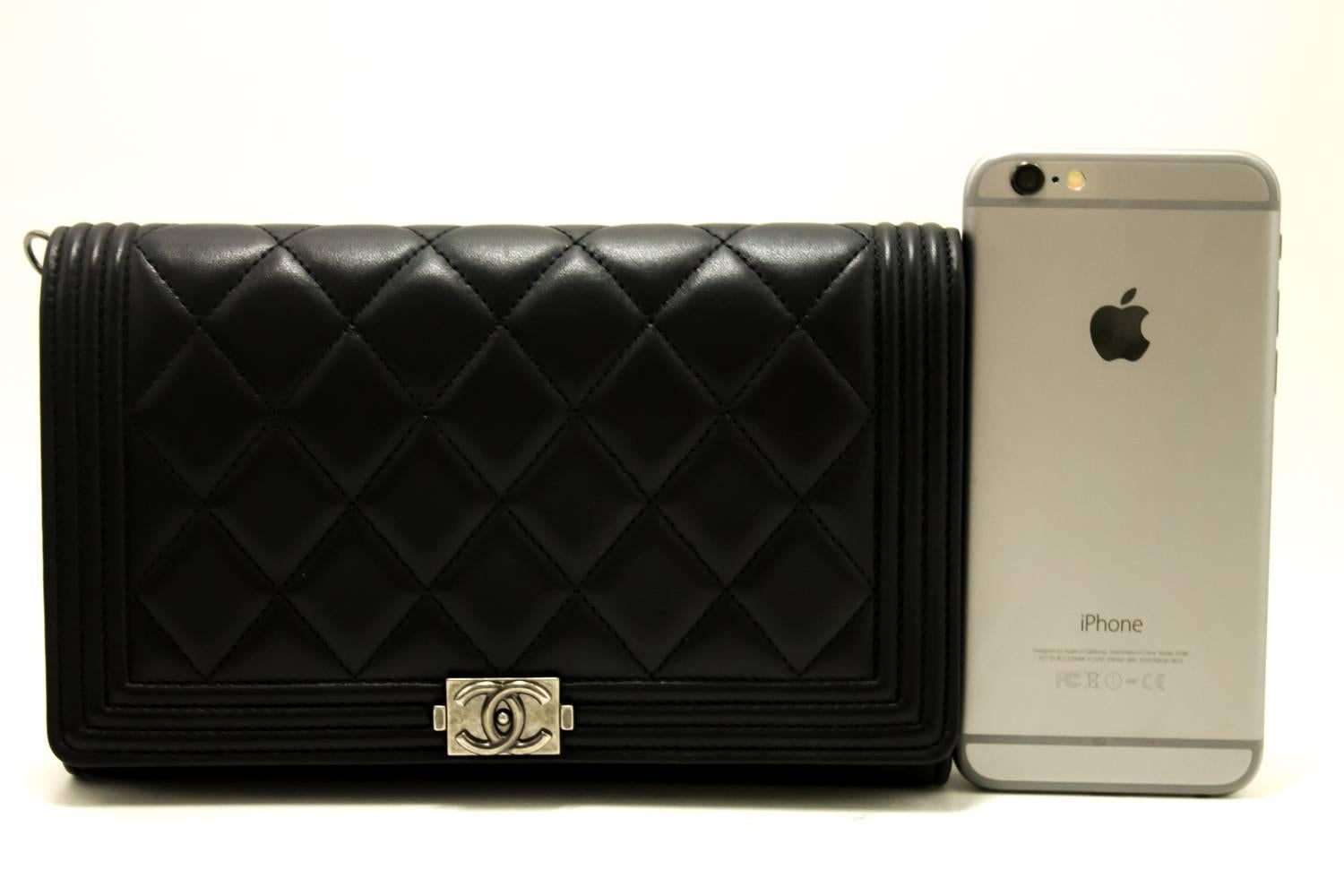 CHANEL Boy WOC Wallet On Chain Hand Bag Clutch Black Quilted Flap  In Excellent Condition In Takamatsu-shi, JP
