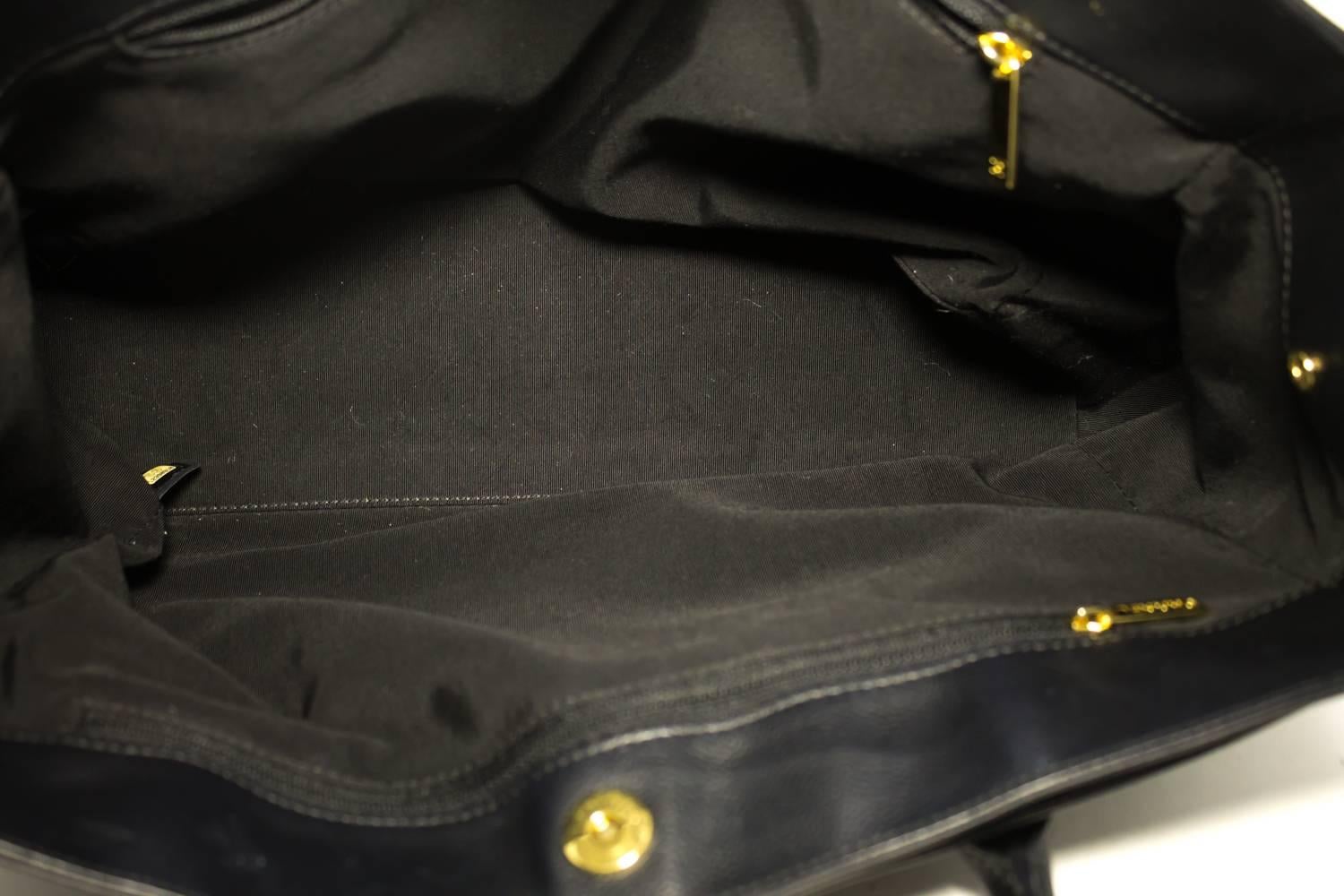 CHANEL Executive Tote Caviar Shoulder Bag Black Gold Leather Strap  1