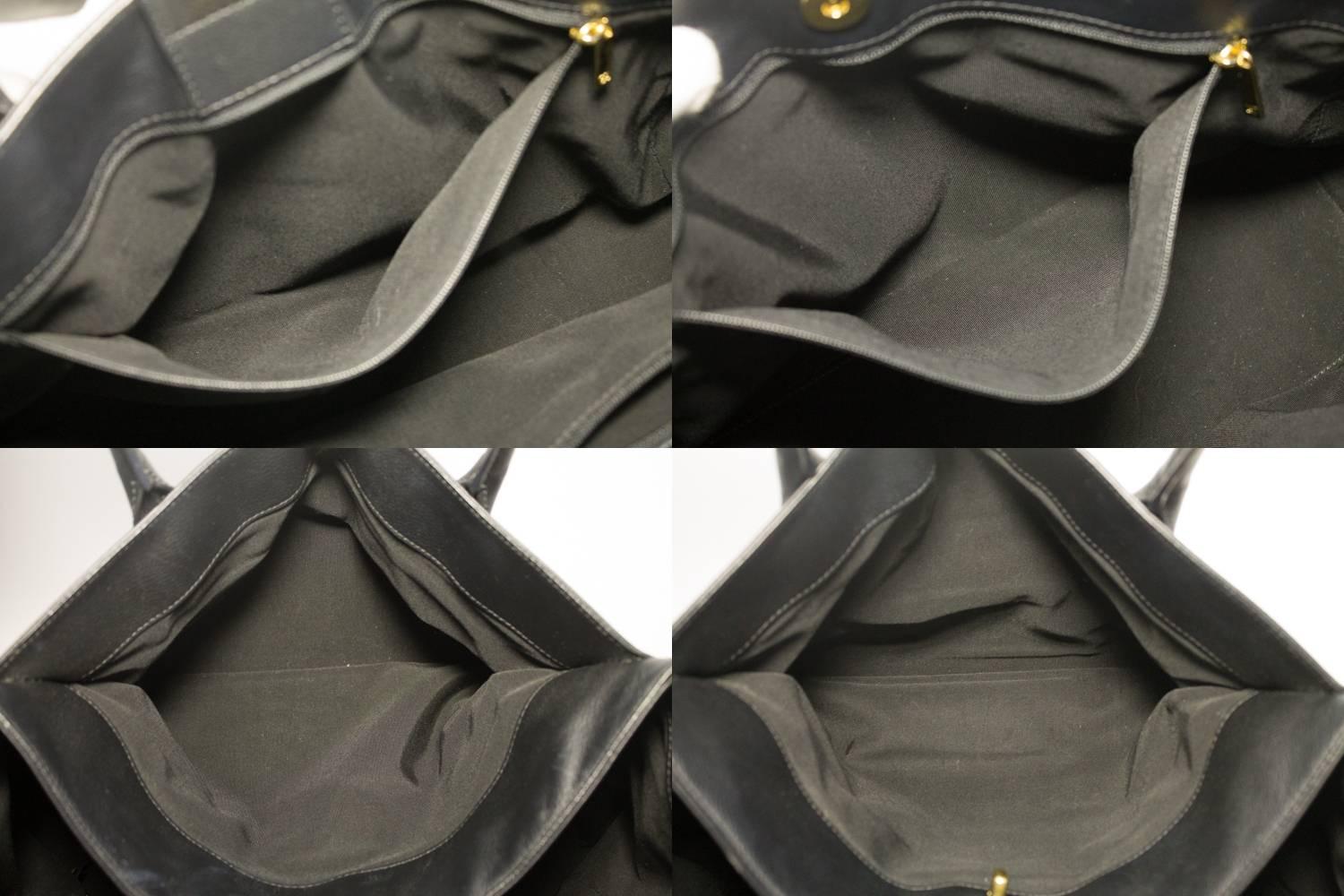 CHANEL Executive Tote Caviar Shoulder Bag Black Gold Leather Strap  3