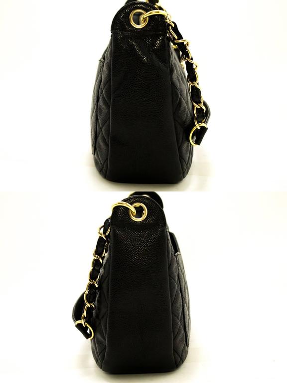 CHANEL Caviar Chain One Shoulder Bag Black Quilted Leather Zipper For Sale at 1stdibs