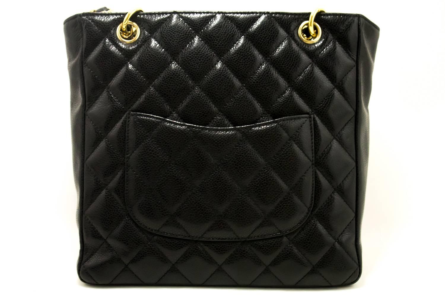 CHANEL Caviar Chain Shoulder Bag Shopping Tote Black Quilted  In Good Condition In Takamatsu-shi, JP