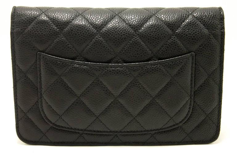 CHANEL Caviar Wallet On Chain WOC Black Shoulder Bag Crossbody SV at ...