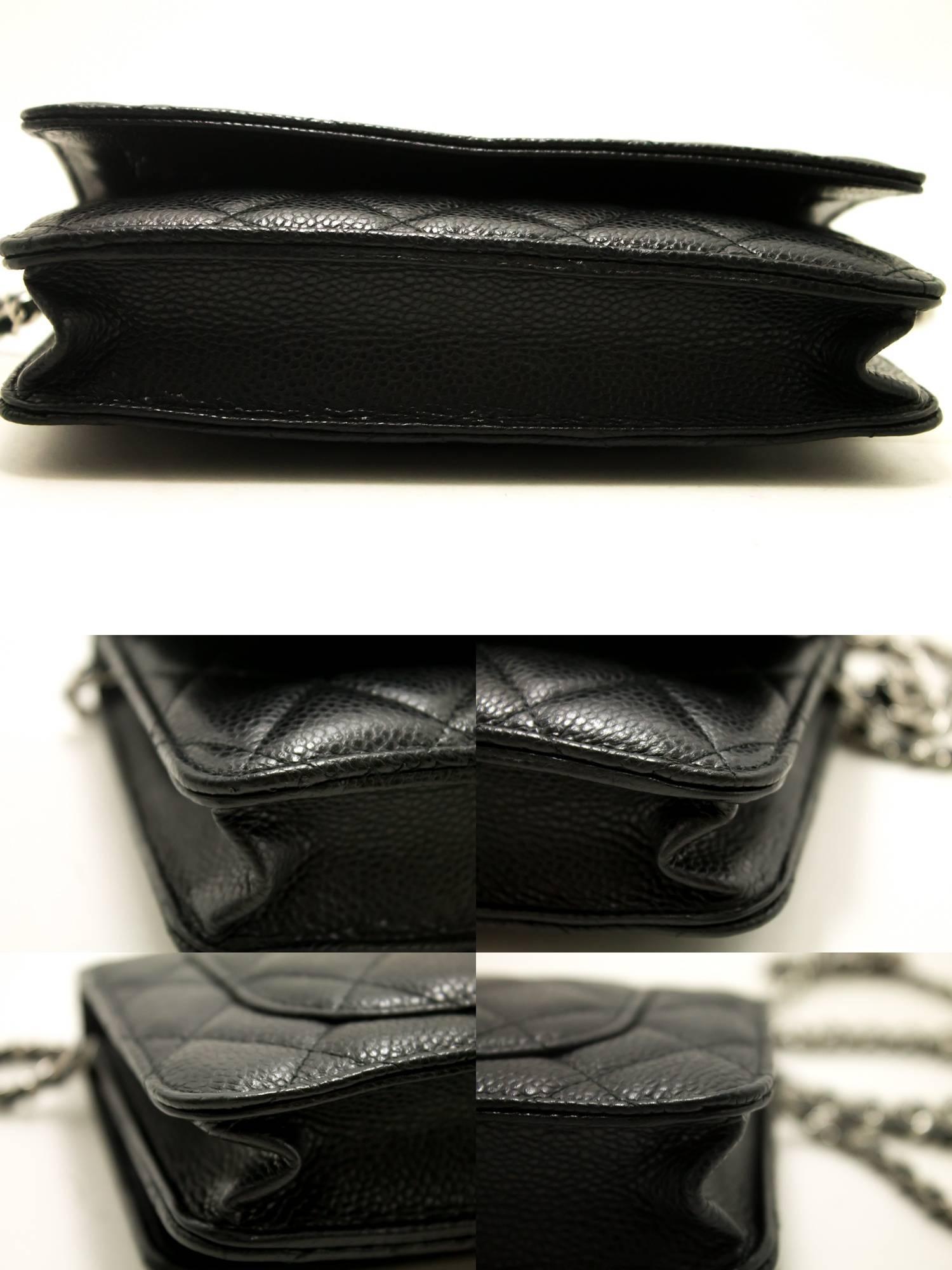 CHANEL Caviar Wallet On Chain WOC Black Shoulder Bag Crossbody SV  In Excellent Condition In Takamatsu-shi, JP