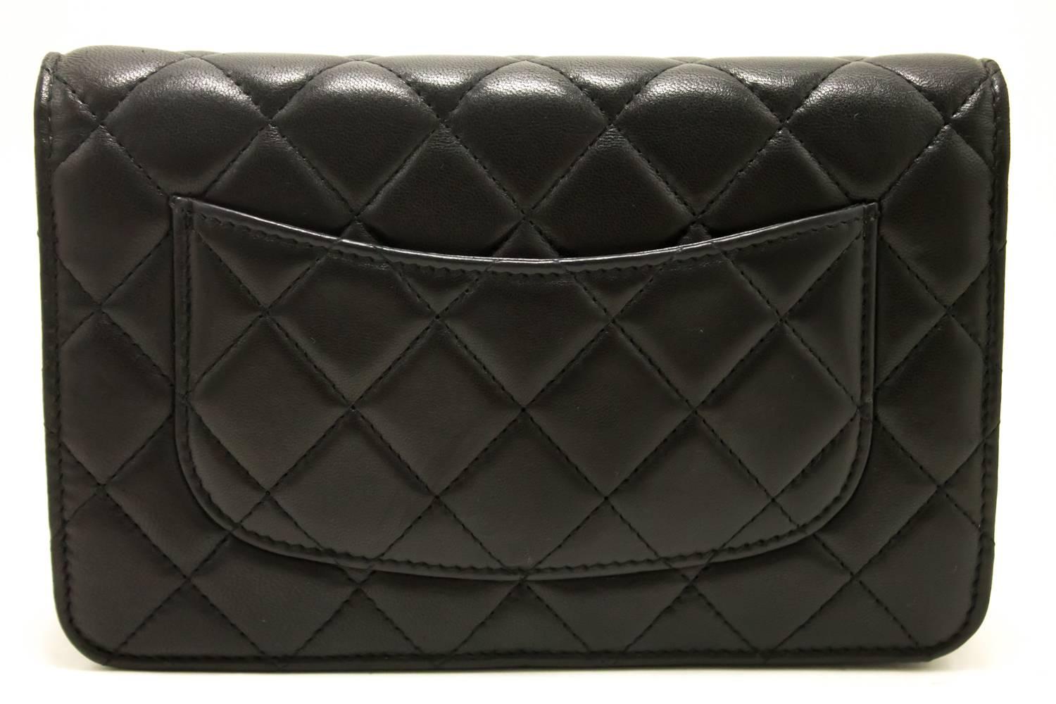 CHANEL 2014 Wallet on Chain WOC Shoulder Bag Clutch Black Lambskin  In Excellent Condition In Takamatsu-shi, JP