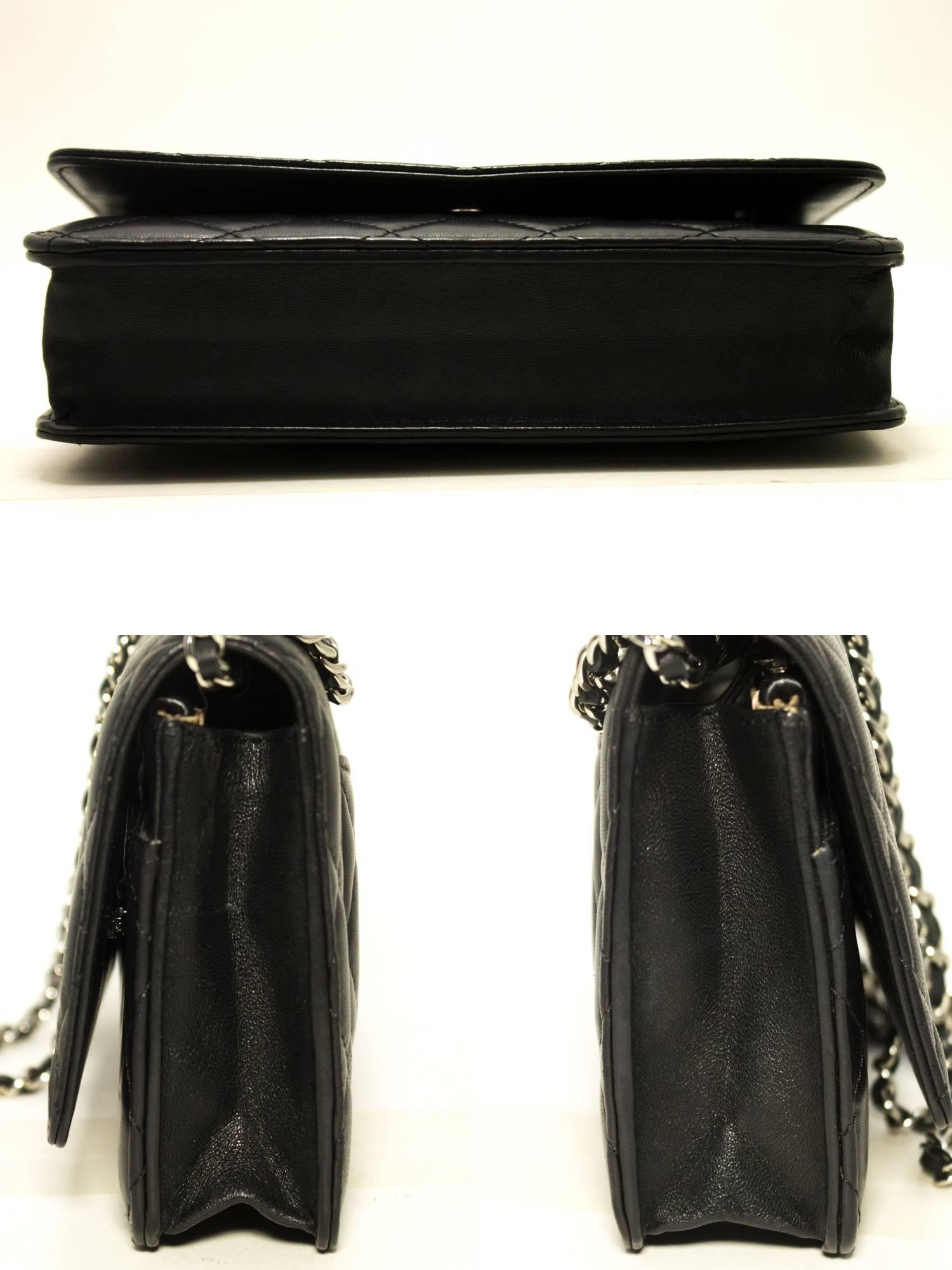 Women's CHANEL 2014 Wallet on Chain WOC Shoulder Bag Clutch Black Lambskin 
