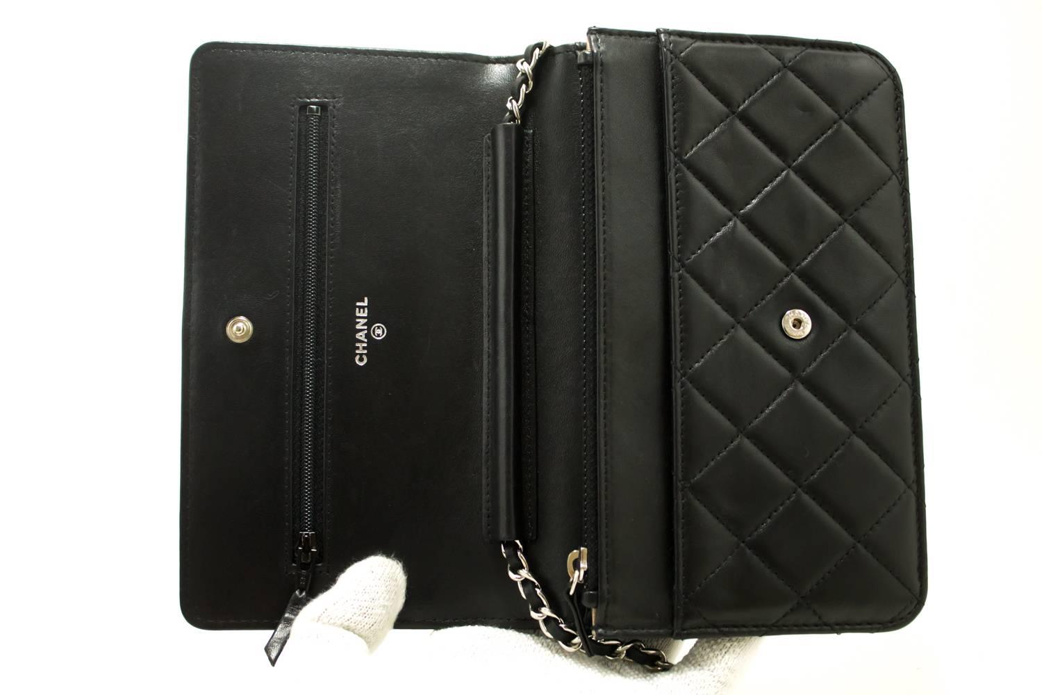 CHANEL 2014 Wallet on Chain WOC Shoulder Bag Clutch Black Lambskin  5