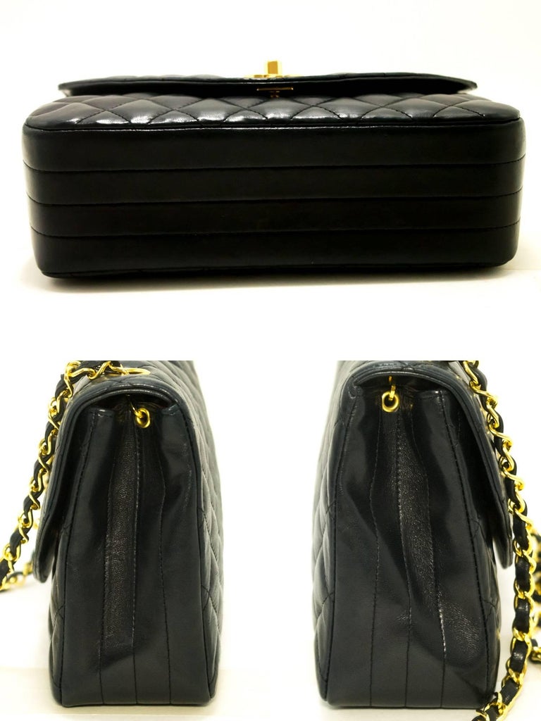 CHANEL Half Moon Chain Shoulder Bag Crossbody Black Quilted Flap For Sale at 1stdibs