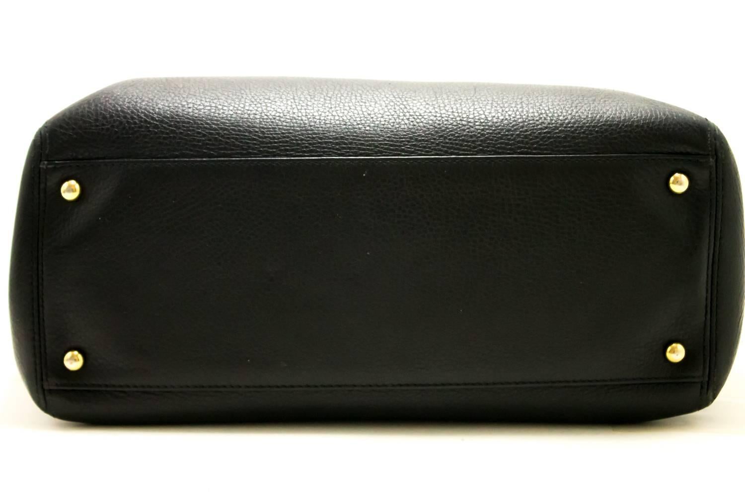 CHANEL Executive Tote 2014 Caviar Shoulder Bag Black Gold Leather 2