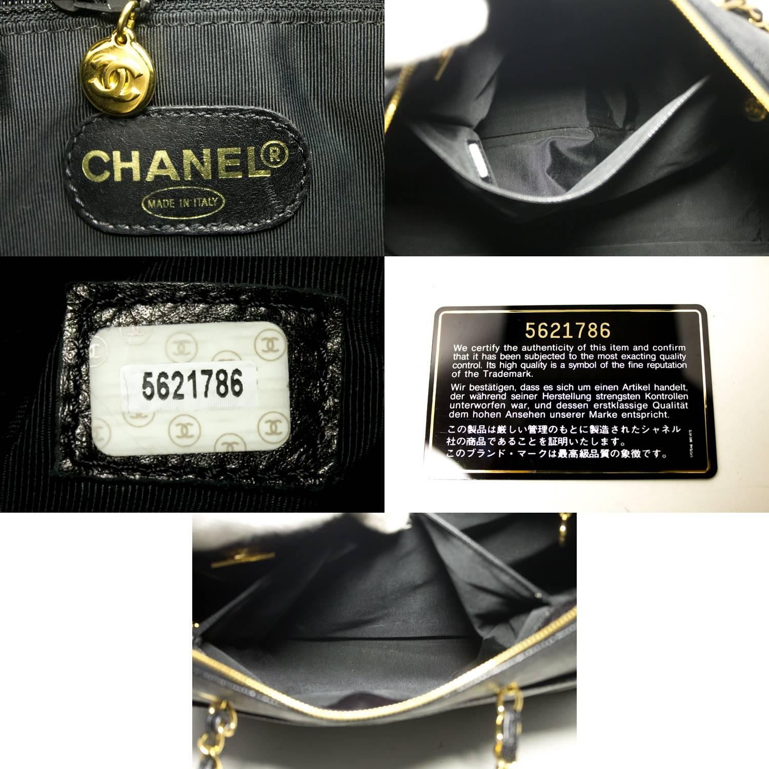 CHANEL Caviar Jumbo Large Chain Shoulder Bag Black Zip Leather CC 4