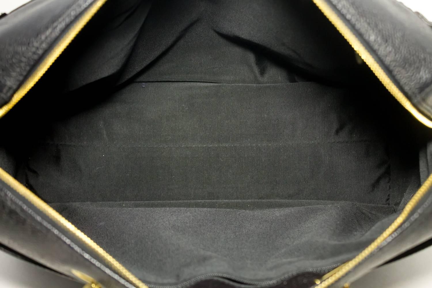 CHANEL Caviar Jumbo Large Chain Shoulder Bag Black Zip Leather CC 5
