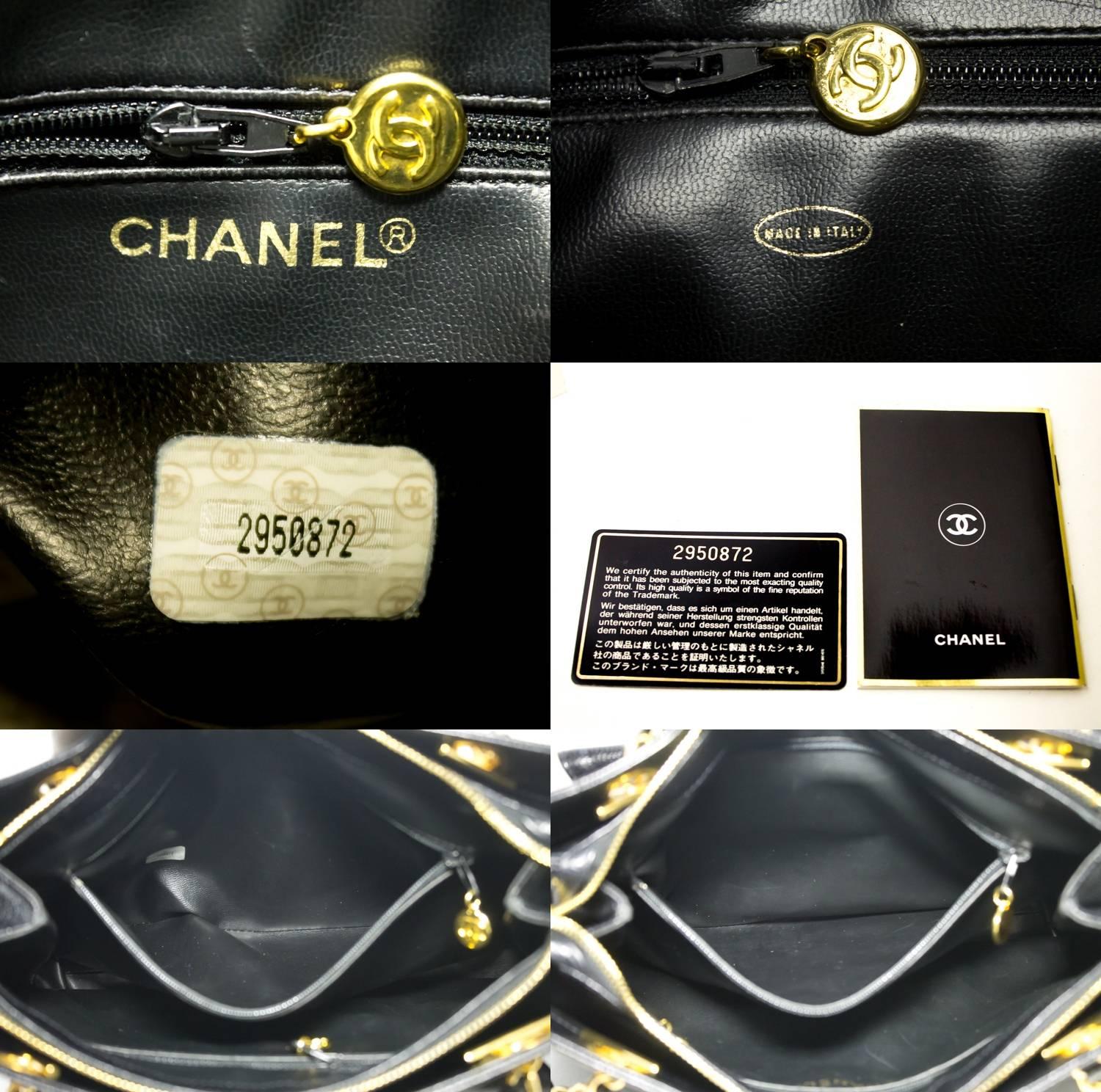 CHANEL Caviar Large Chain Shoulder Bag Black Leather Gold Hardware 4