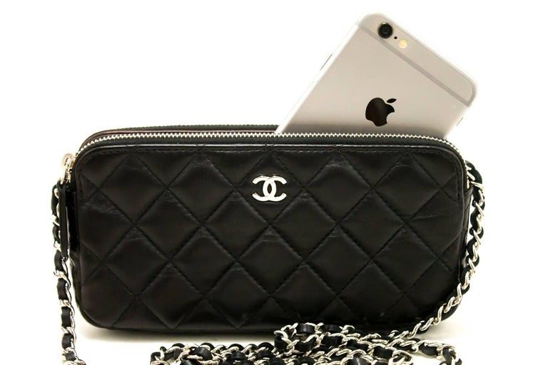 Chanel Wallet On Chain WOC Double Zip Chain Black Shoulder Bag For Sale
