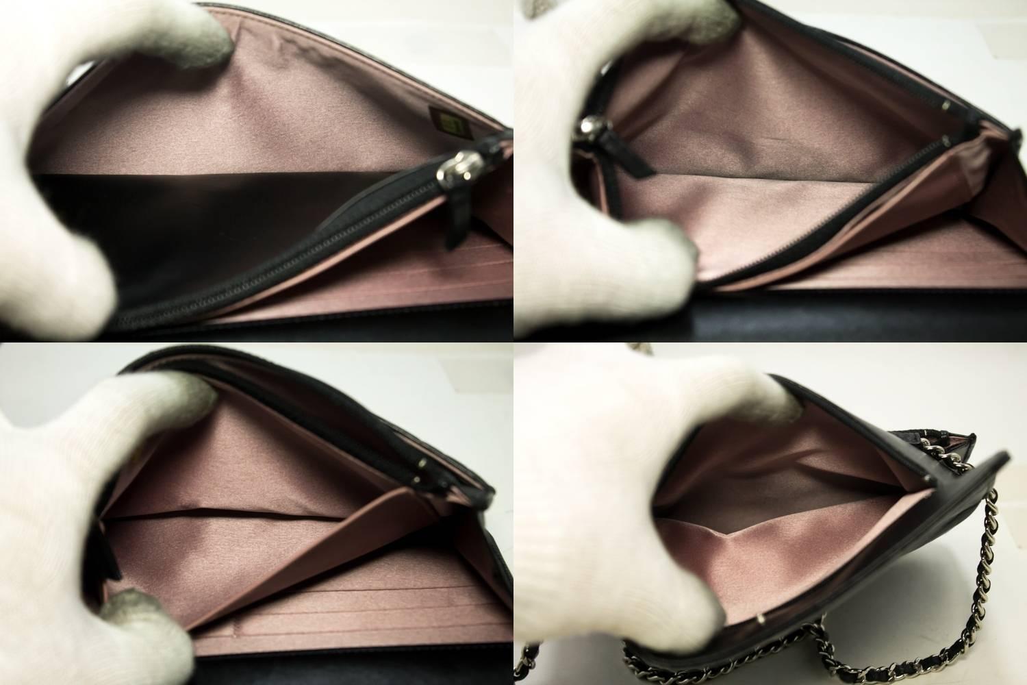CHANEL Black Camellia Wallet On Chain WOC Shoulder Bag Crossbody 3