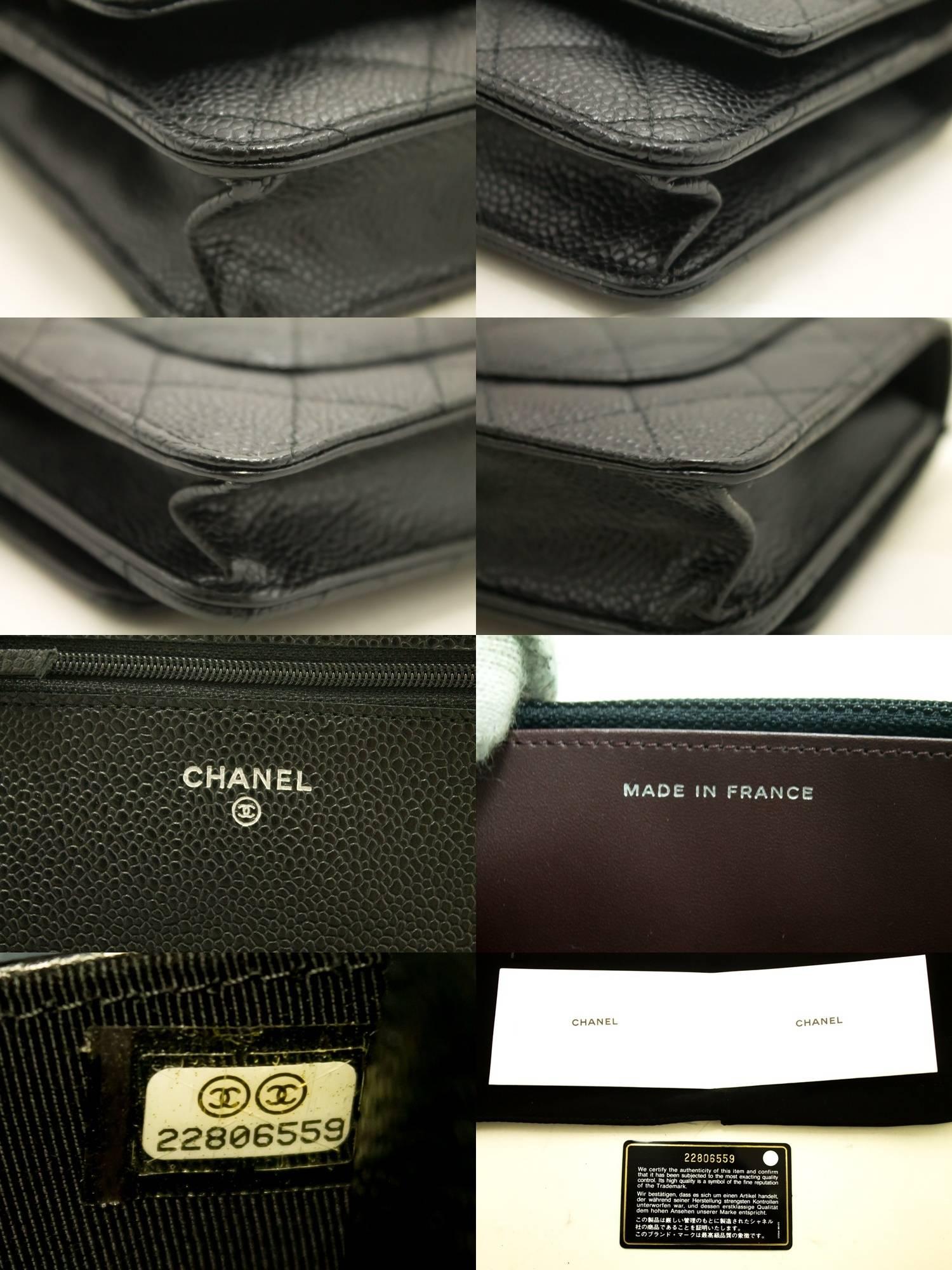 CHANEL Caviar Wallet On Chain WOC Black Shoulder Bag Crossbody SV 1