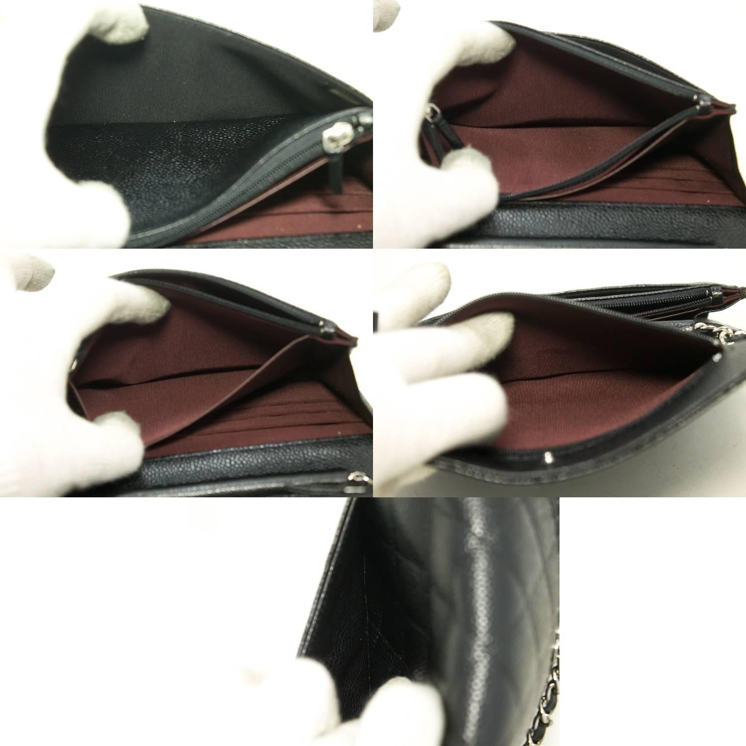 CHANEL Caviar Wallet On Chain WOC Black Shoulder Bag Crossbody SV 2