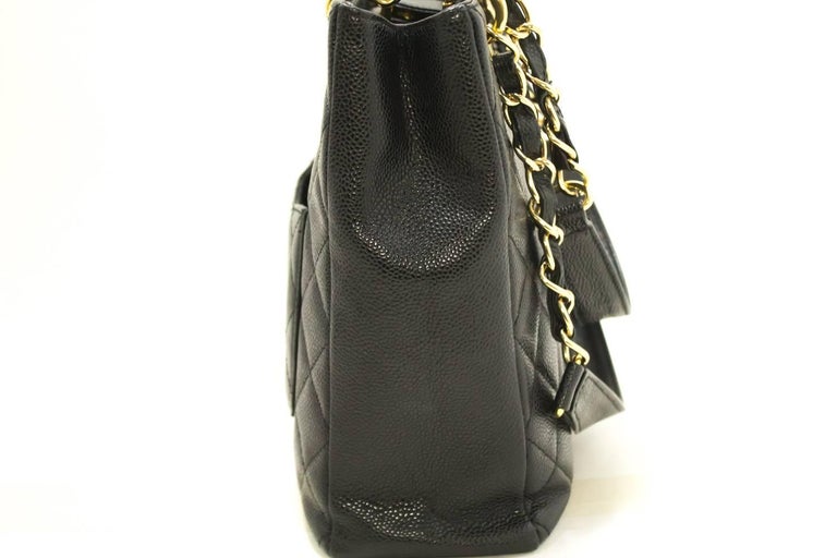 CHANEL Caviar Chain Shoulder Bag Shopping Tote Black Quilted For Sale ...