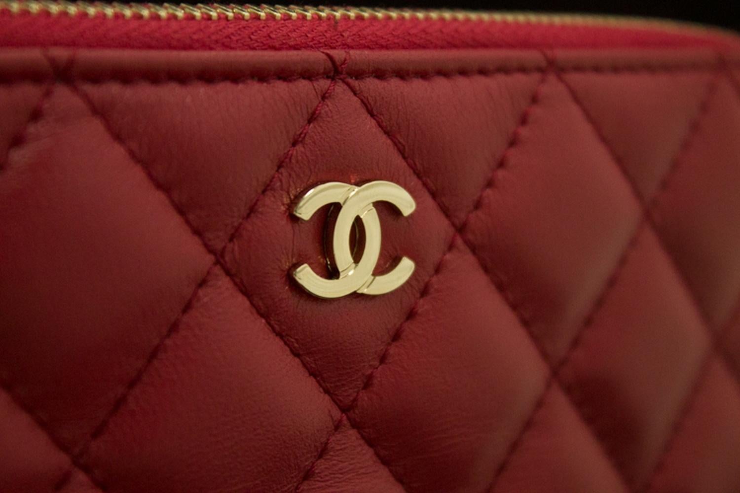 CHANEL Red Wallet On Chain WOC Double Zip Chain Shoulder Bag 5