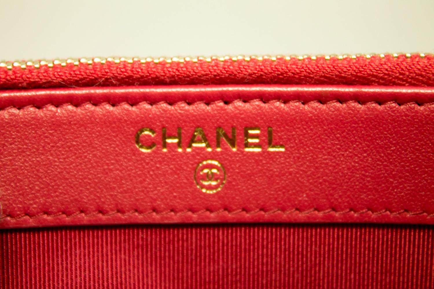 CHANEL Red Wallet On Chain WOC Double Zip Chain Shoulder Bag 10