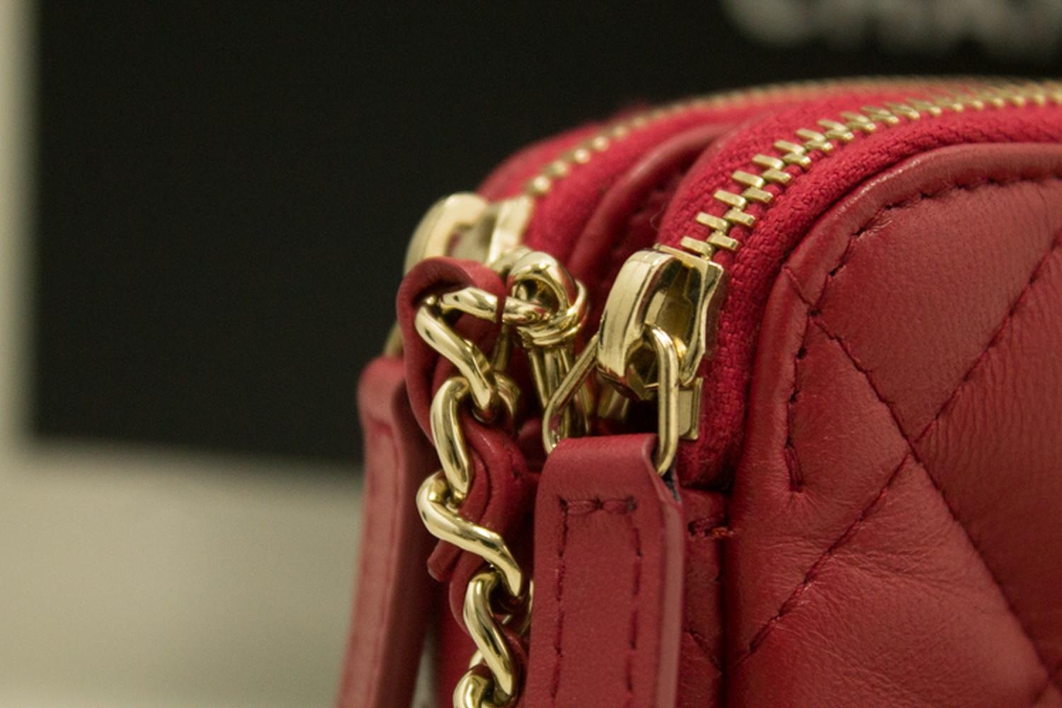 CHANEL Red Wallet On Chain WOC Double Zip Chain Shoulder Bag 6